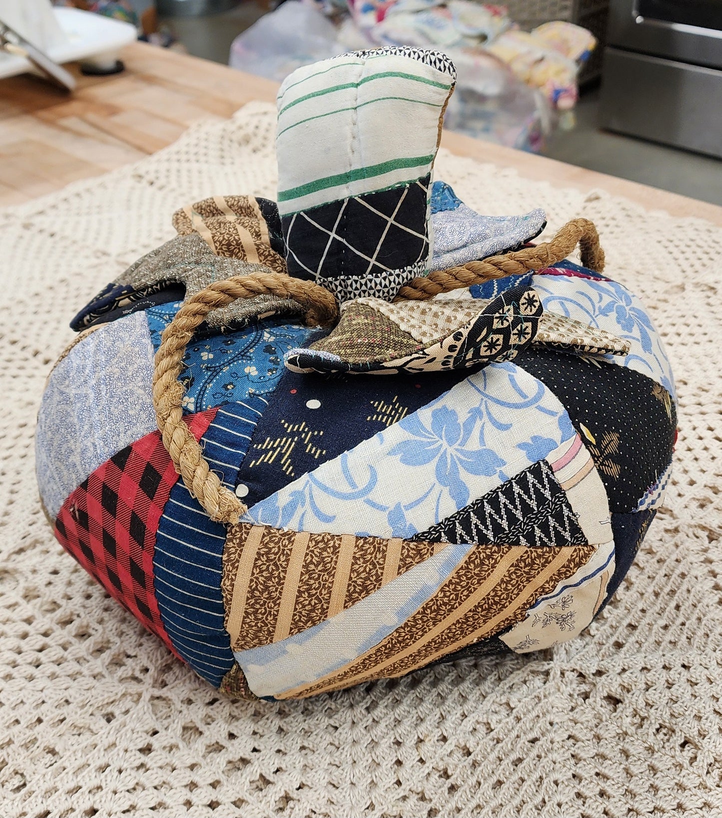 Grandma's Vintage Quilt Pumpkin