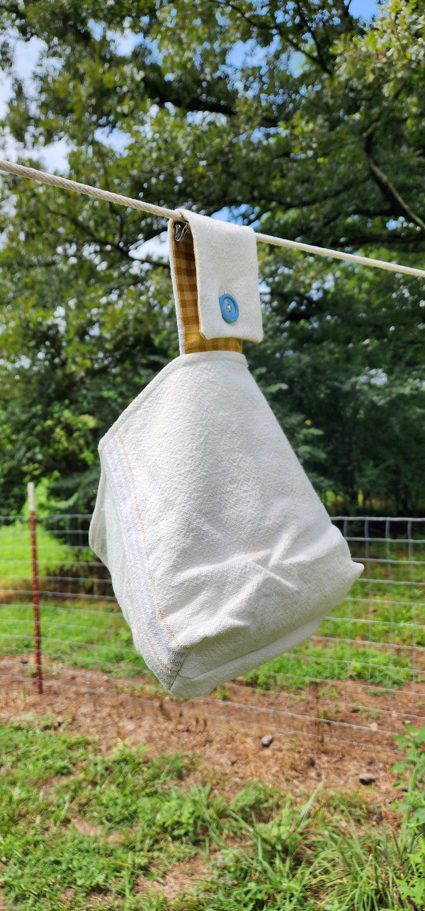Antique Grainsack Clothespin Bag