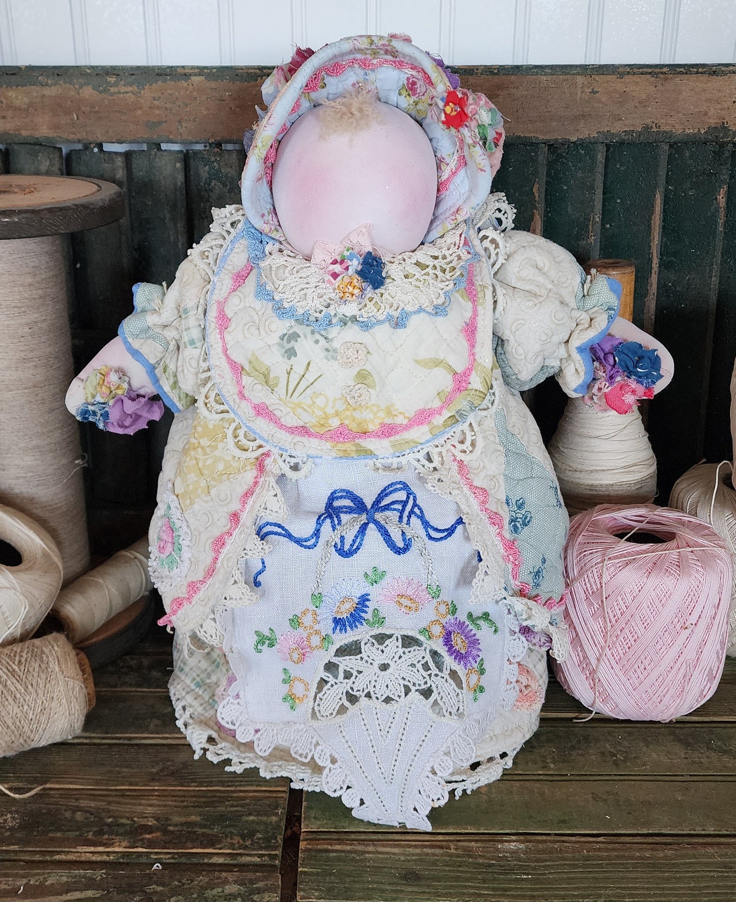 Grandma's Vintage Quilt/Linen Doll