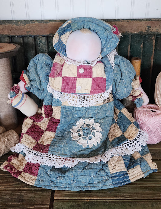 Grandma's Vintage Quilt/Linen Doll