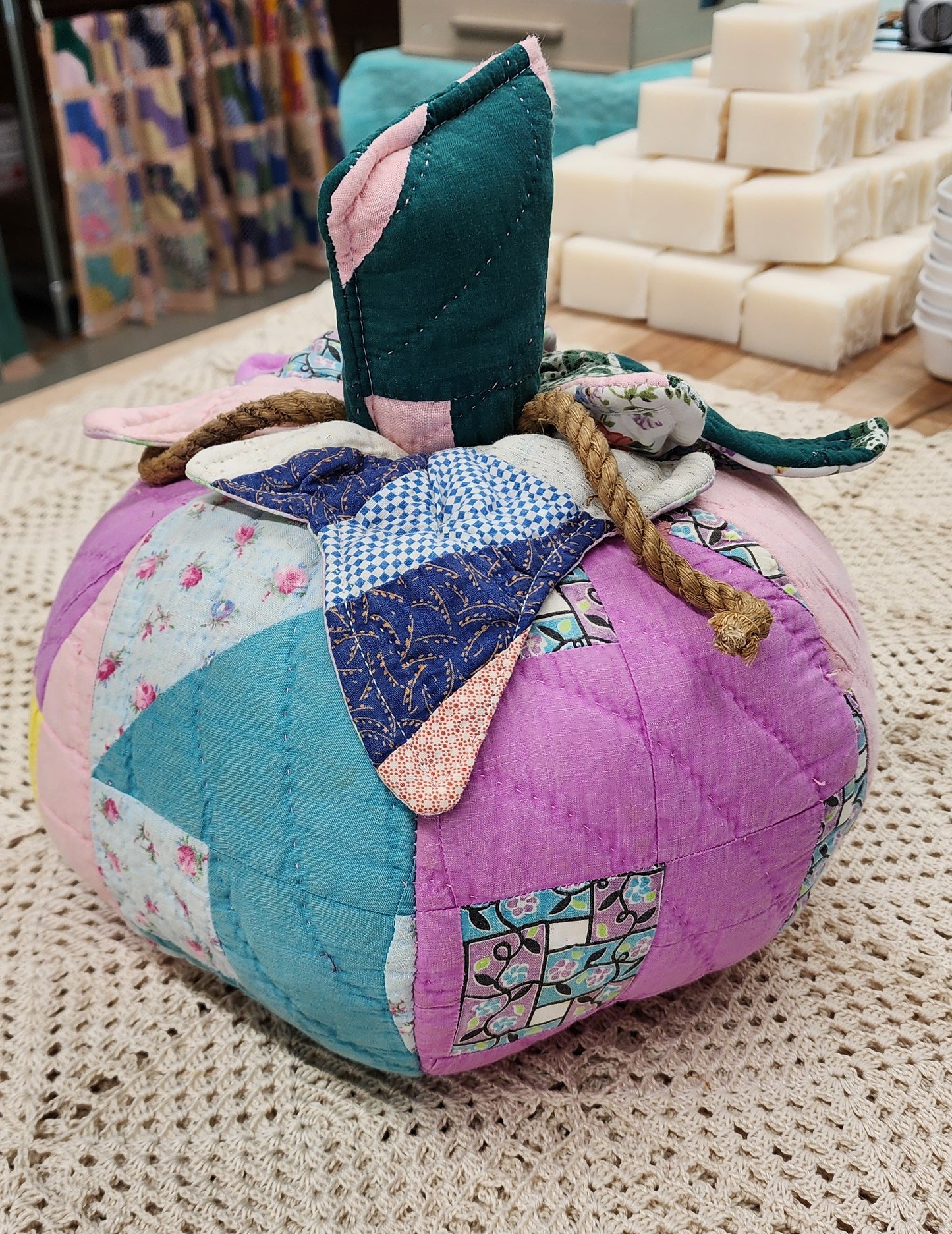 Grandma's Vintage Quilt Pumpkin