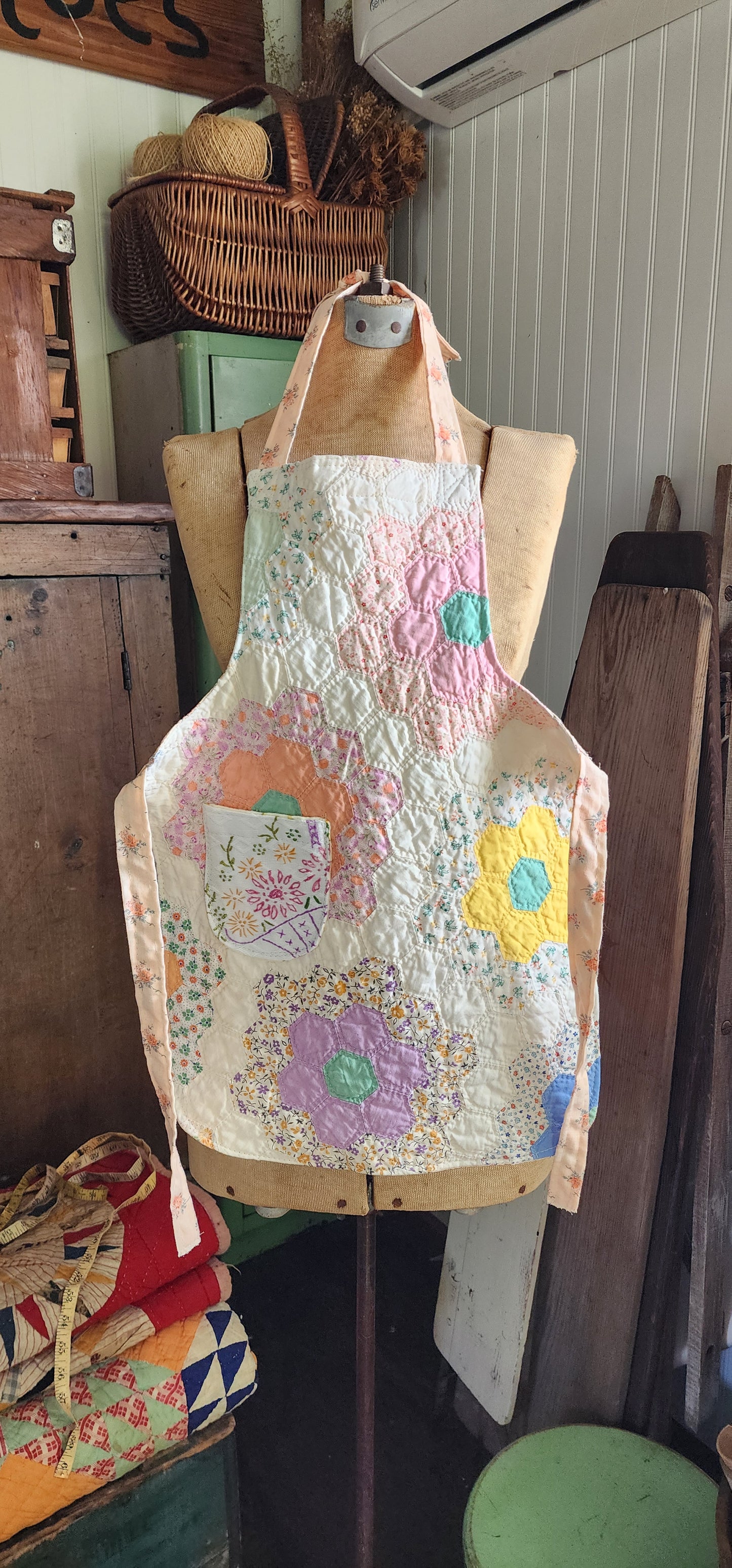 Grandma's Vintage Quilt/Linen Children's Apron
