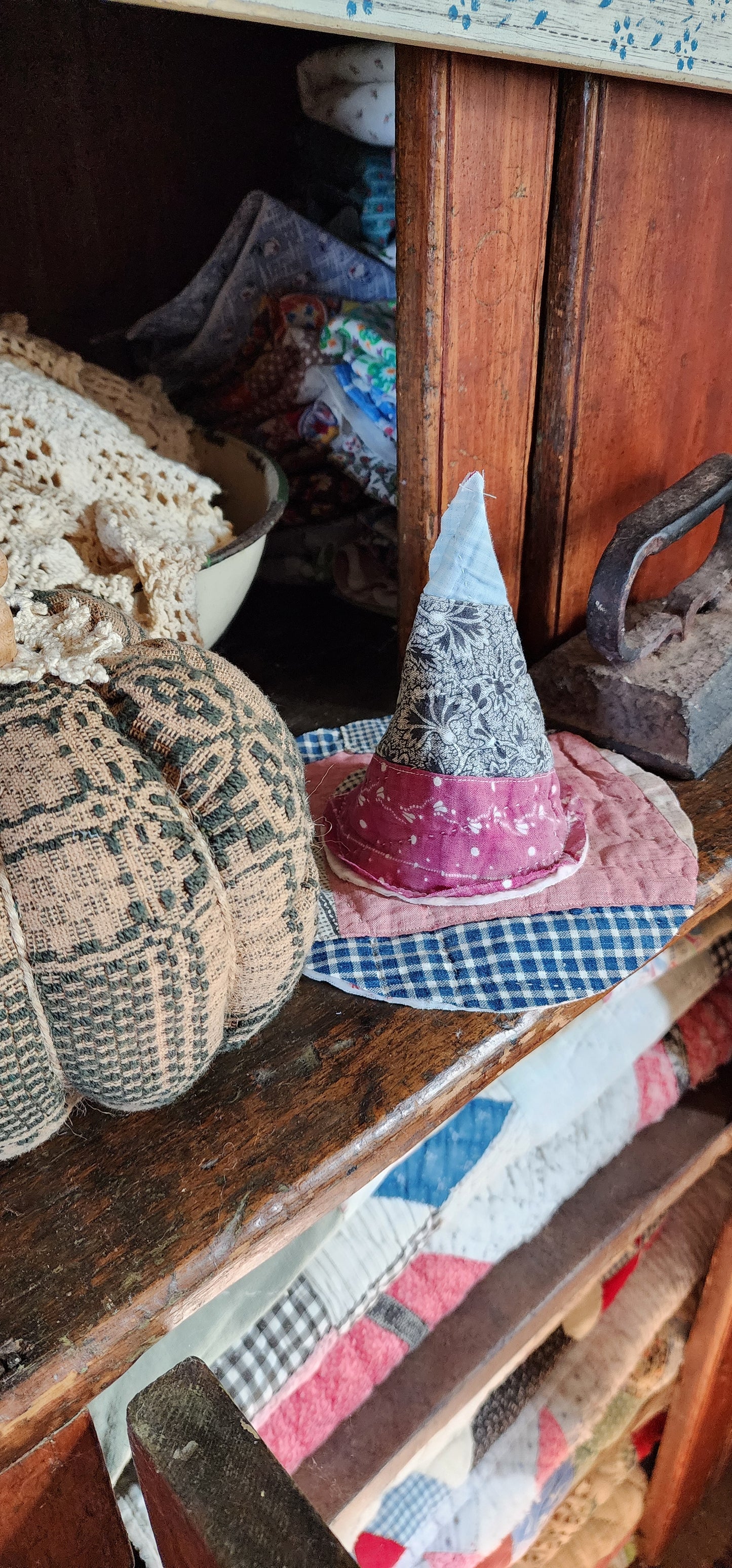Vintage Linen Pumpkin with hat