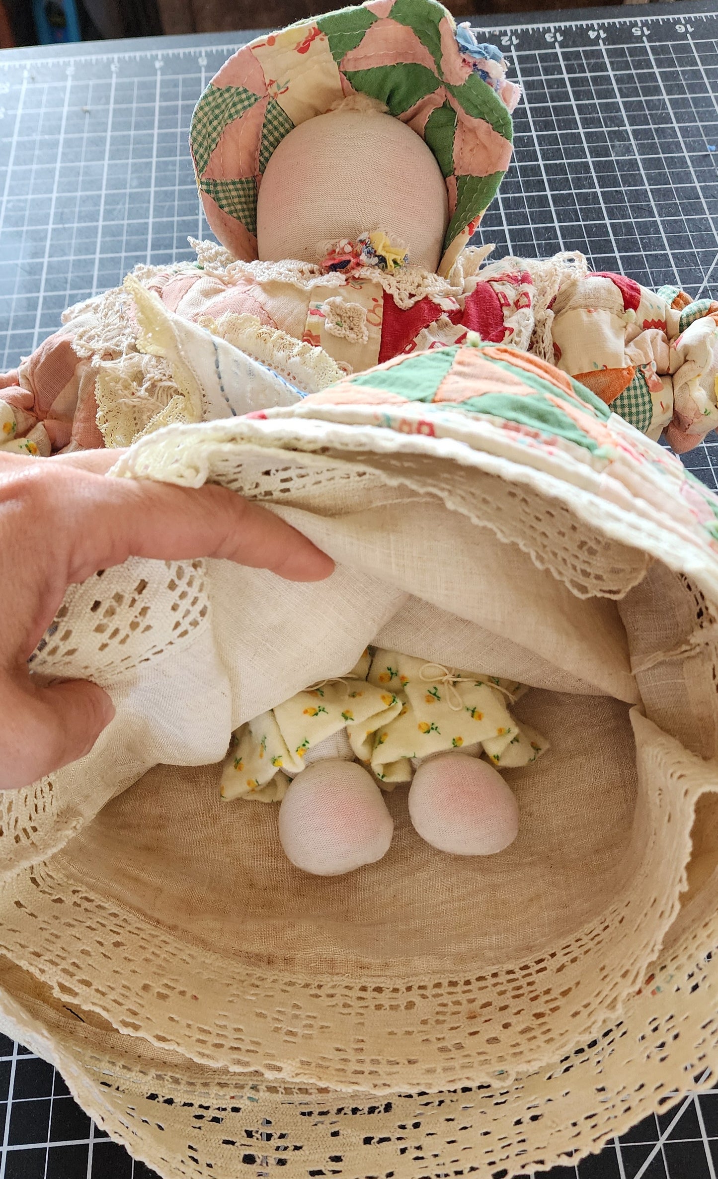 Grandma's Vintage Quilt/Linen Doll