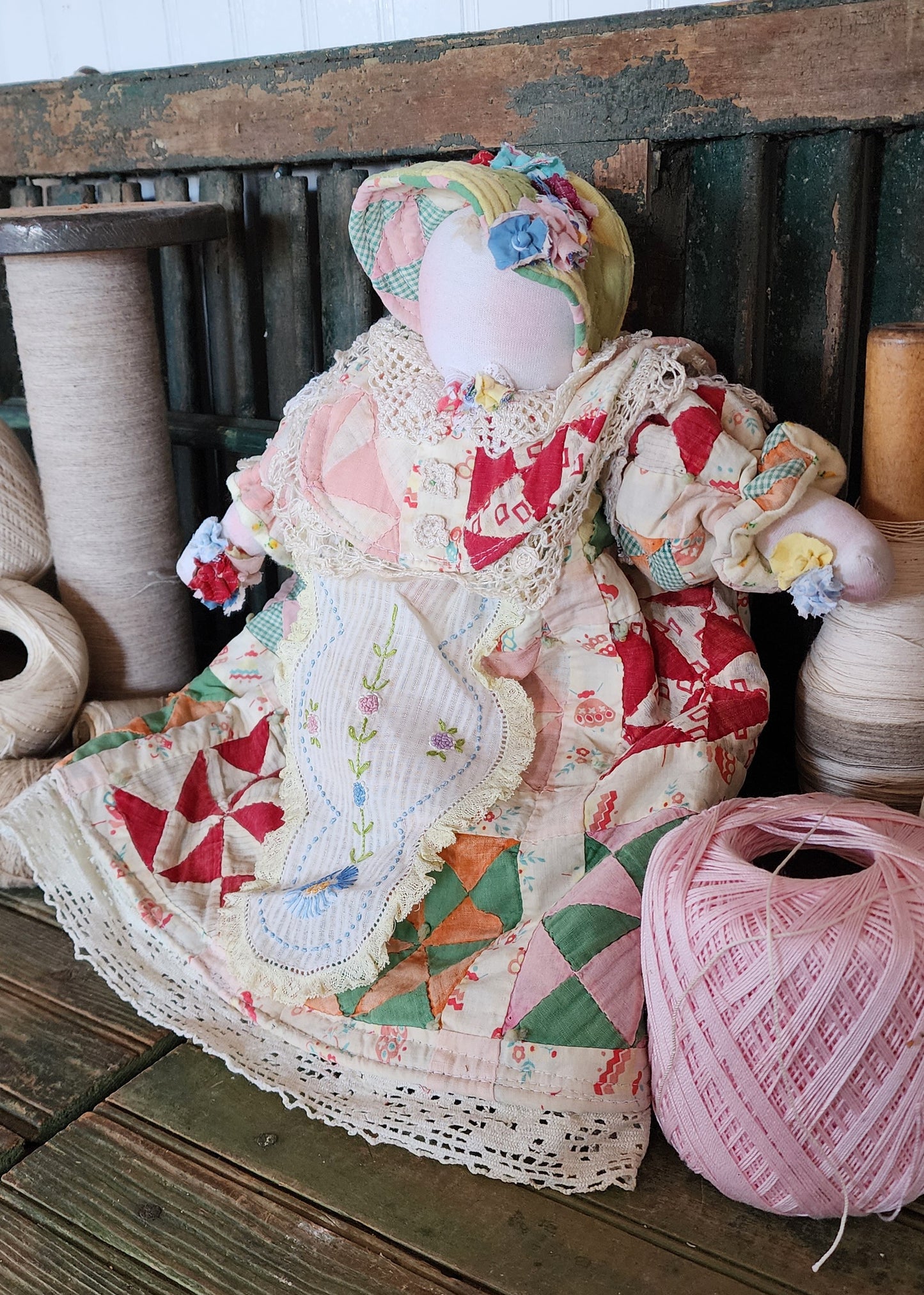 Grandma's Vintage Quilt/Linen Doll