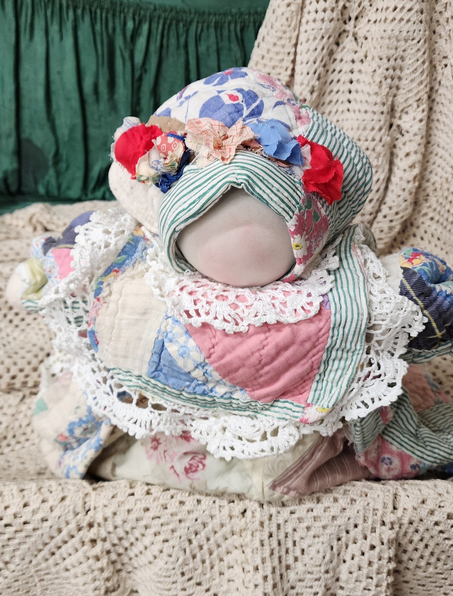 Grandma's Vintage Quilt/Linen Doll