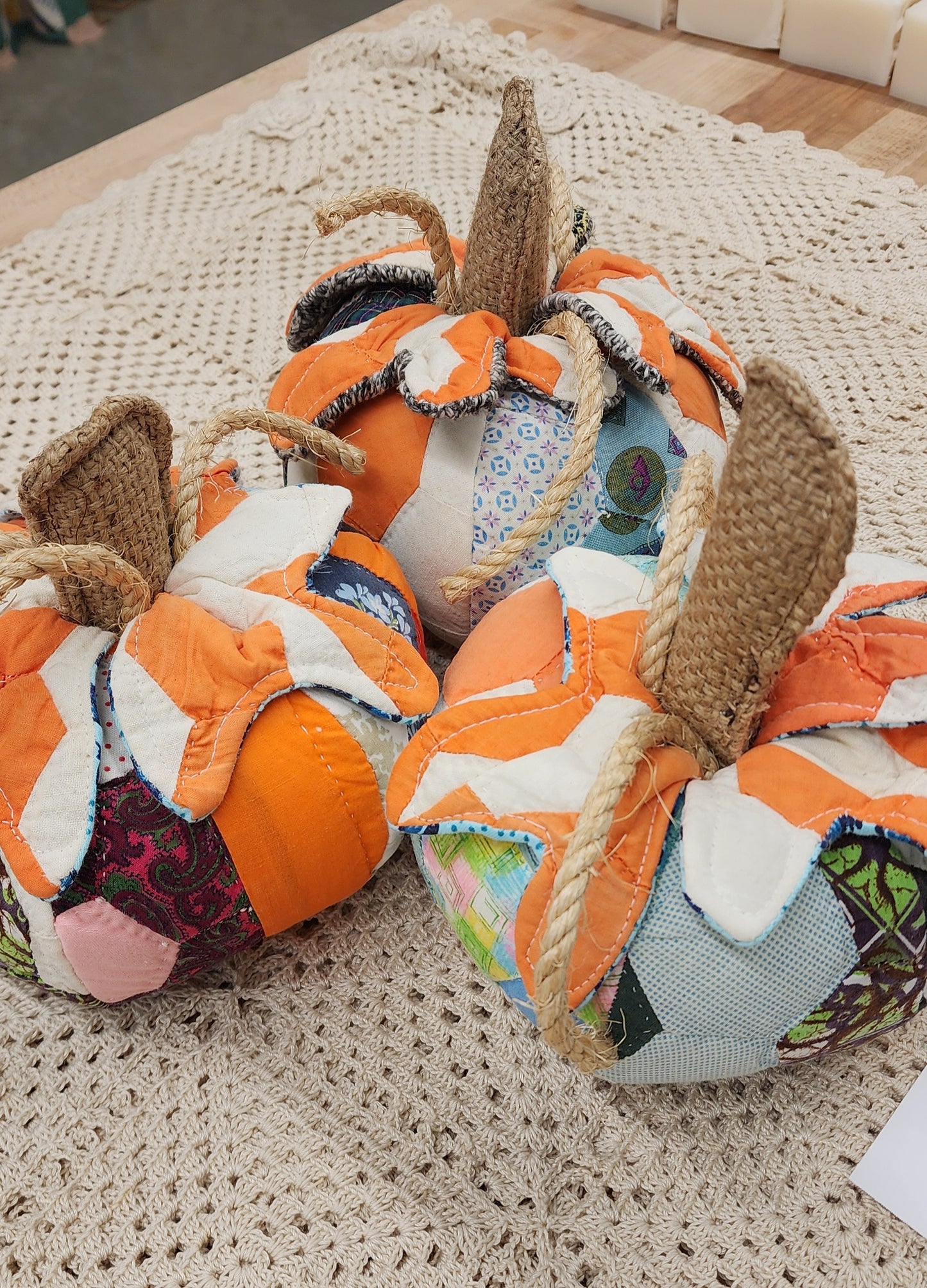 Grandma's Vintage Quilt Pumpkin - Lot H