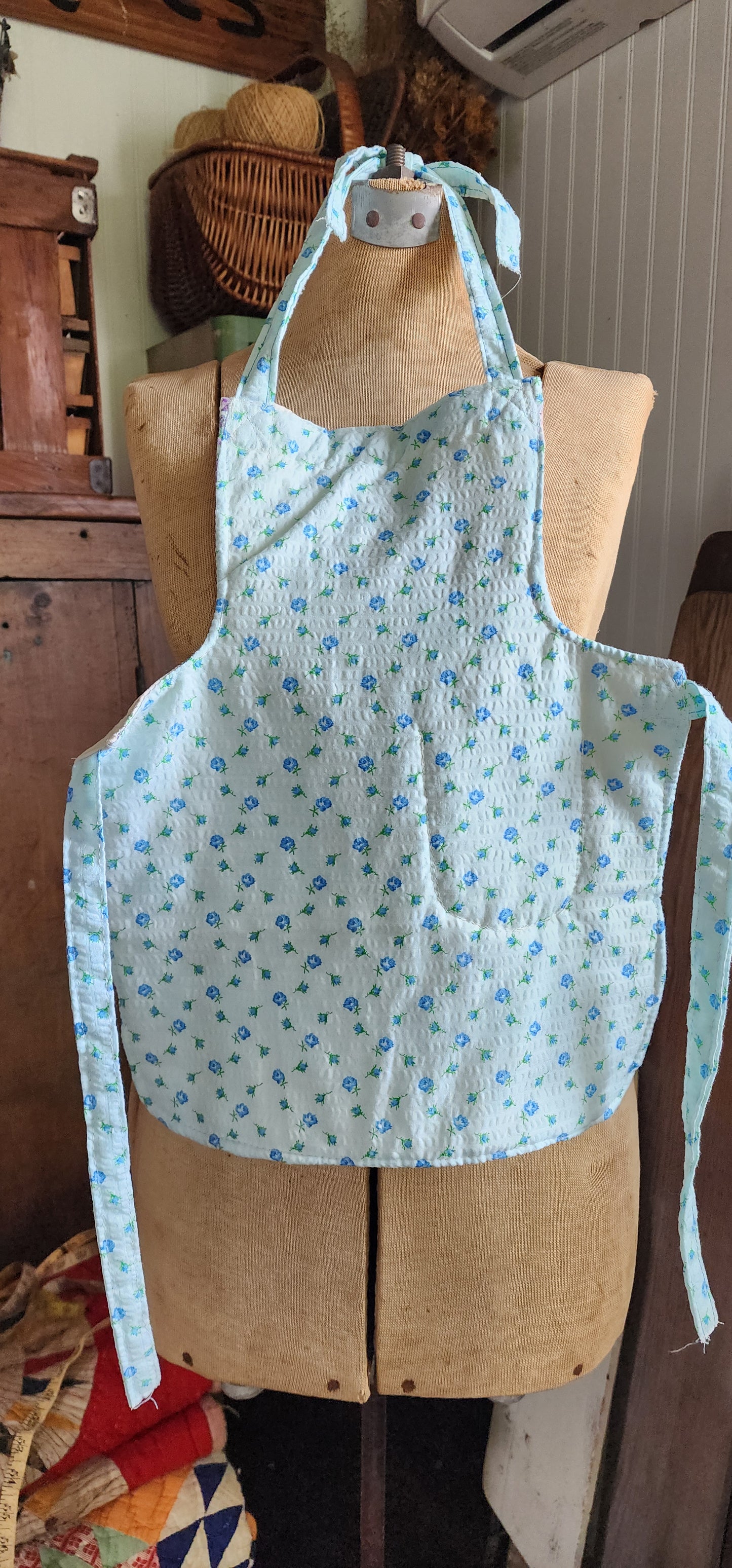 Grandma's Vintage Quilt/Linen Children's Apron