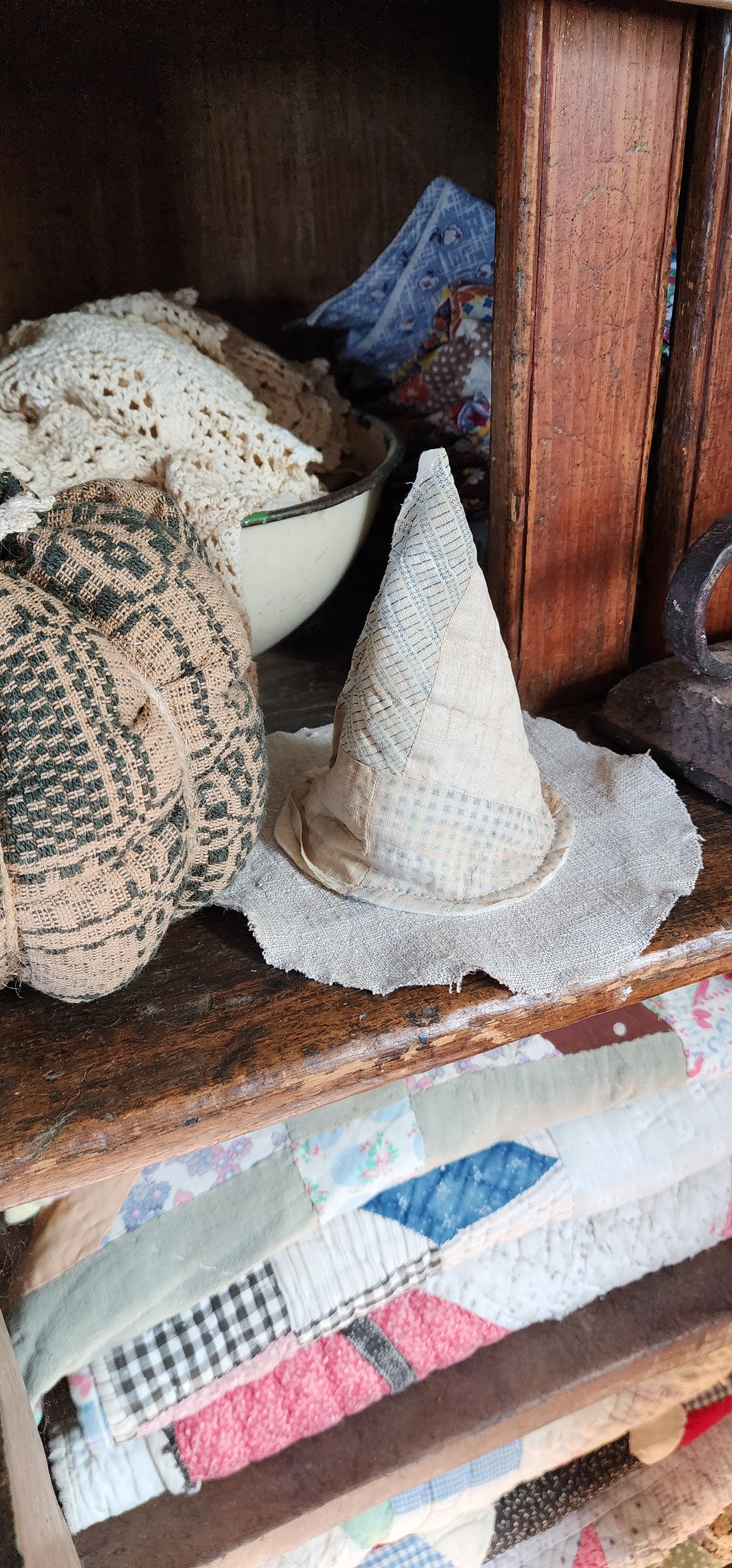 Vintage Linen Pumpkin with hat