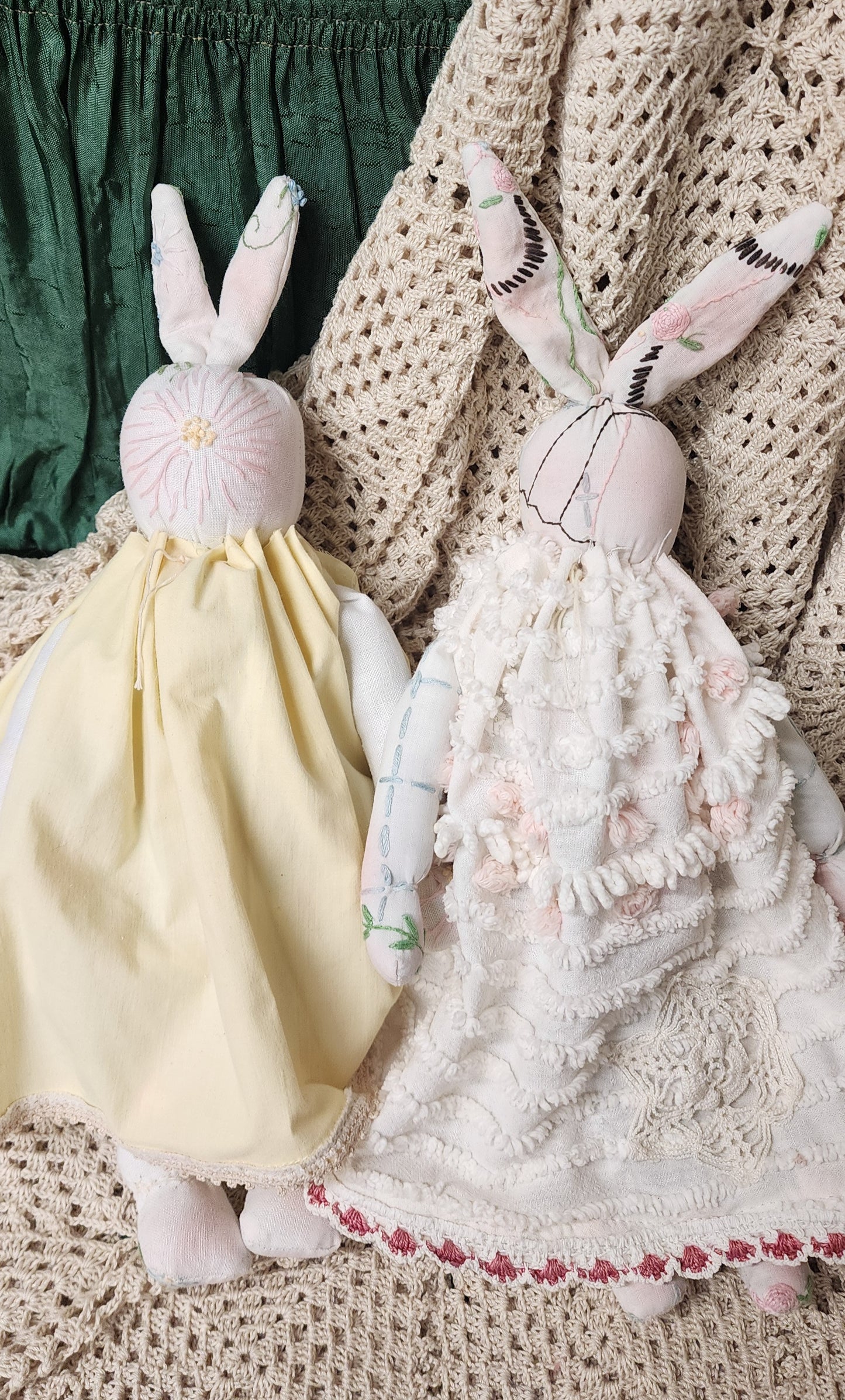 Grandma's Vintage Linen Bunny Set of Two
