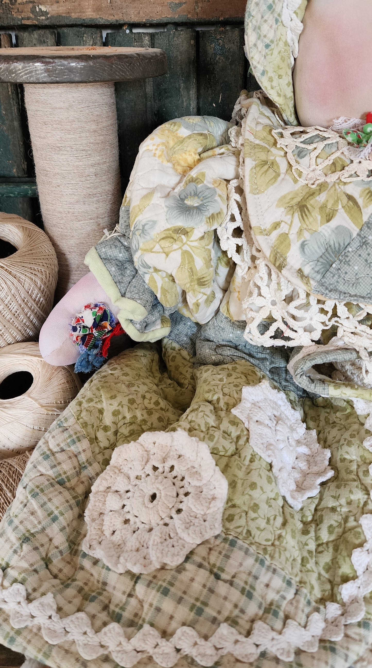 Grandma's Vintage Quilt/Linen Doll