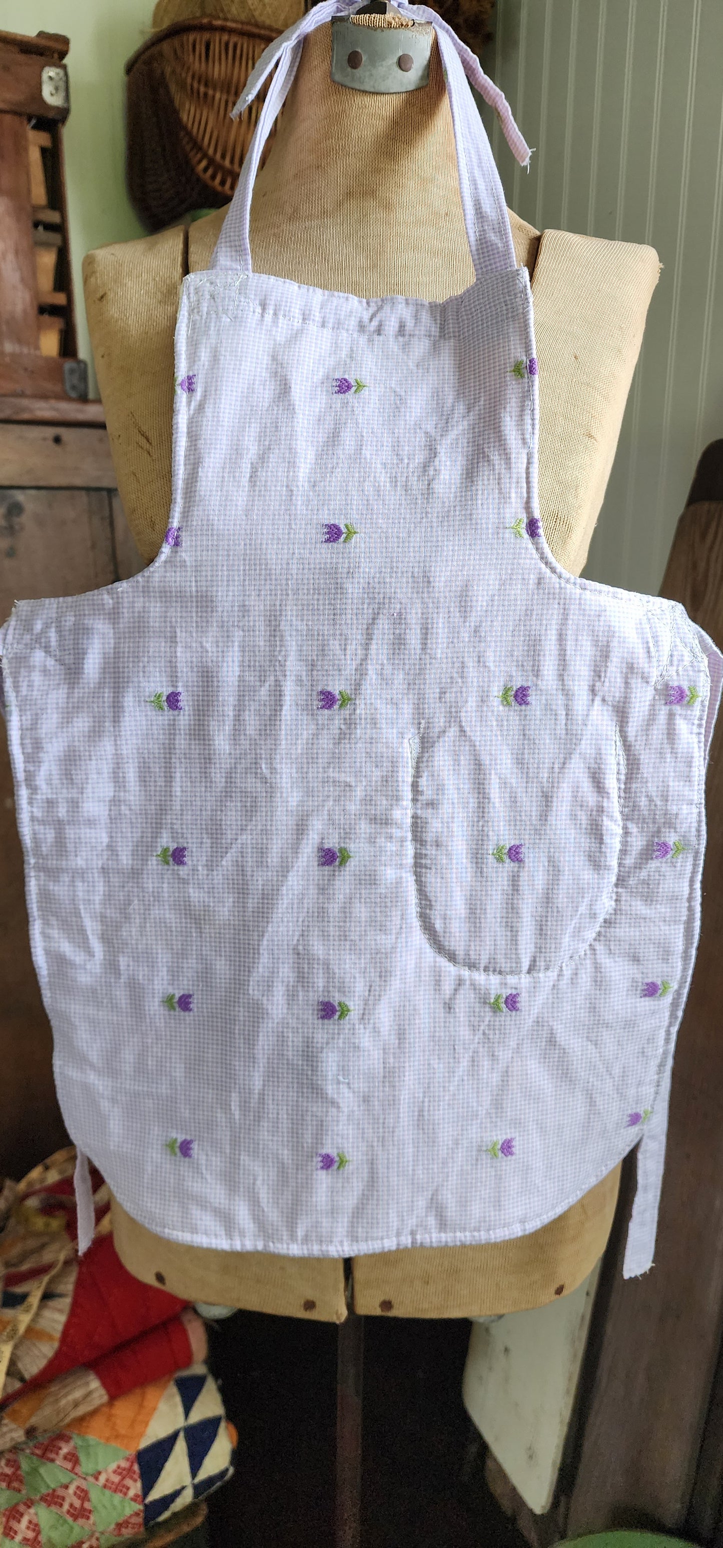 Grandma's Vintage Quilt/Linen Children's Apron