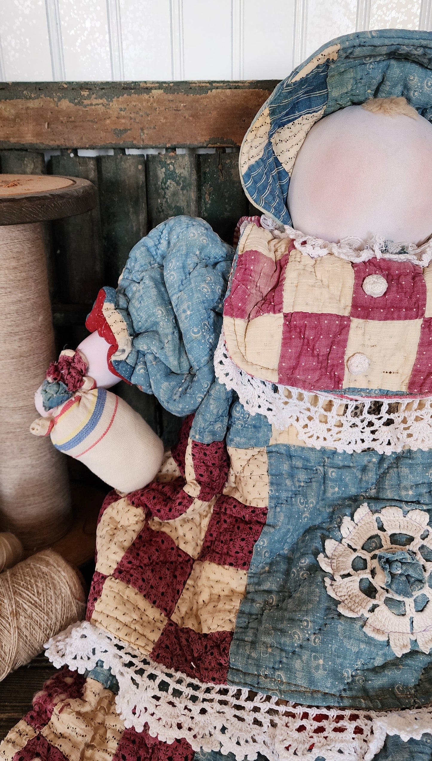 Grandma's Vintage Quilt/Linen Doll