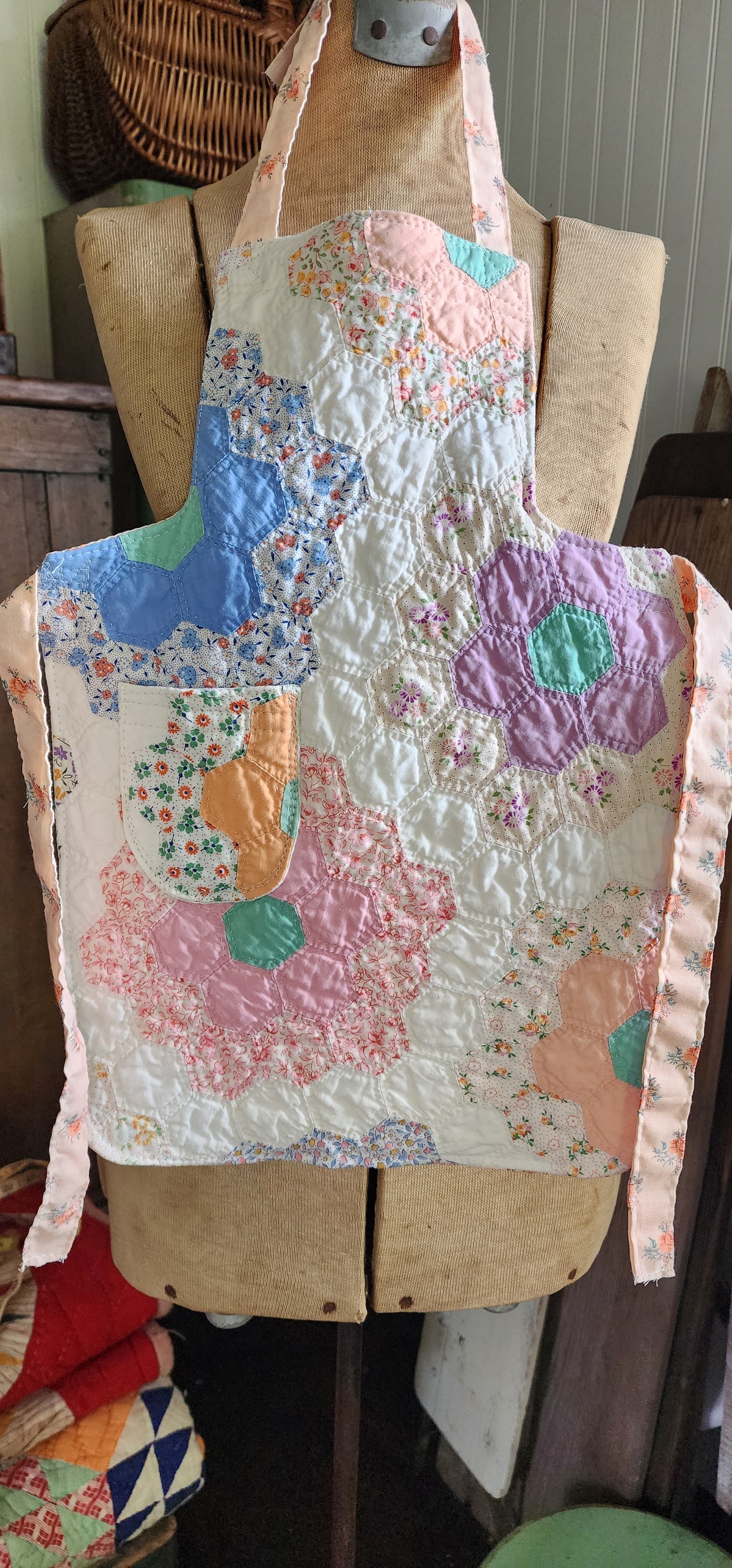 Grandma's Vintage Quilt/Linen Children's Apron