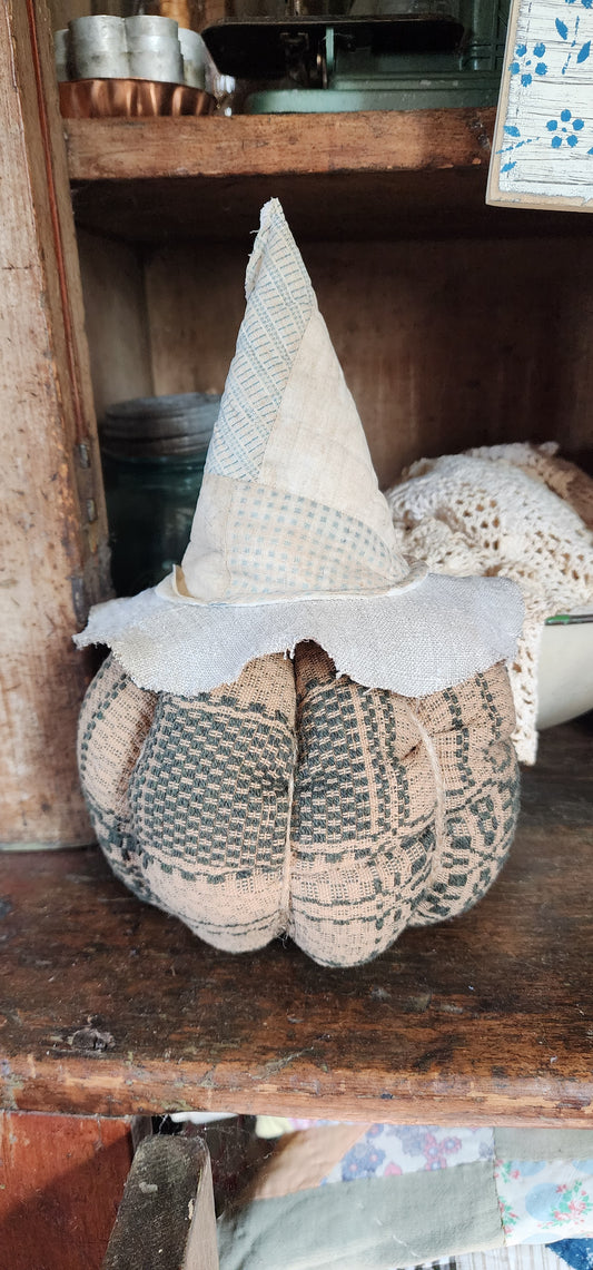 Vintage Linen Pumpkin with hat