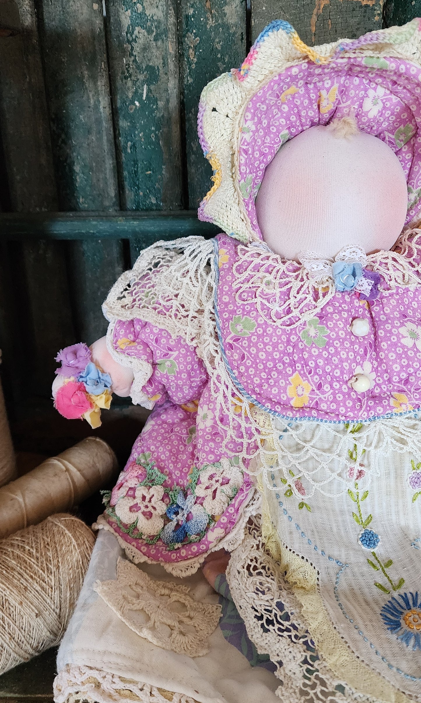 Grandma's Vintage Quilt/Linen Doll