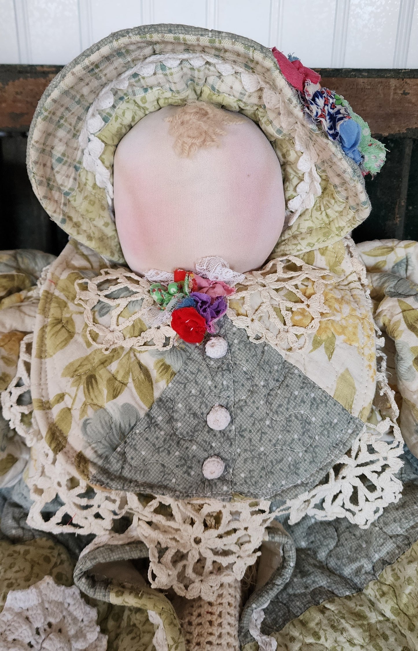 Grandma's Vintage Quilt/Linen Doll