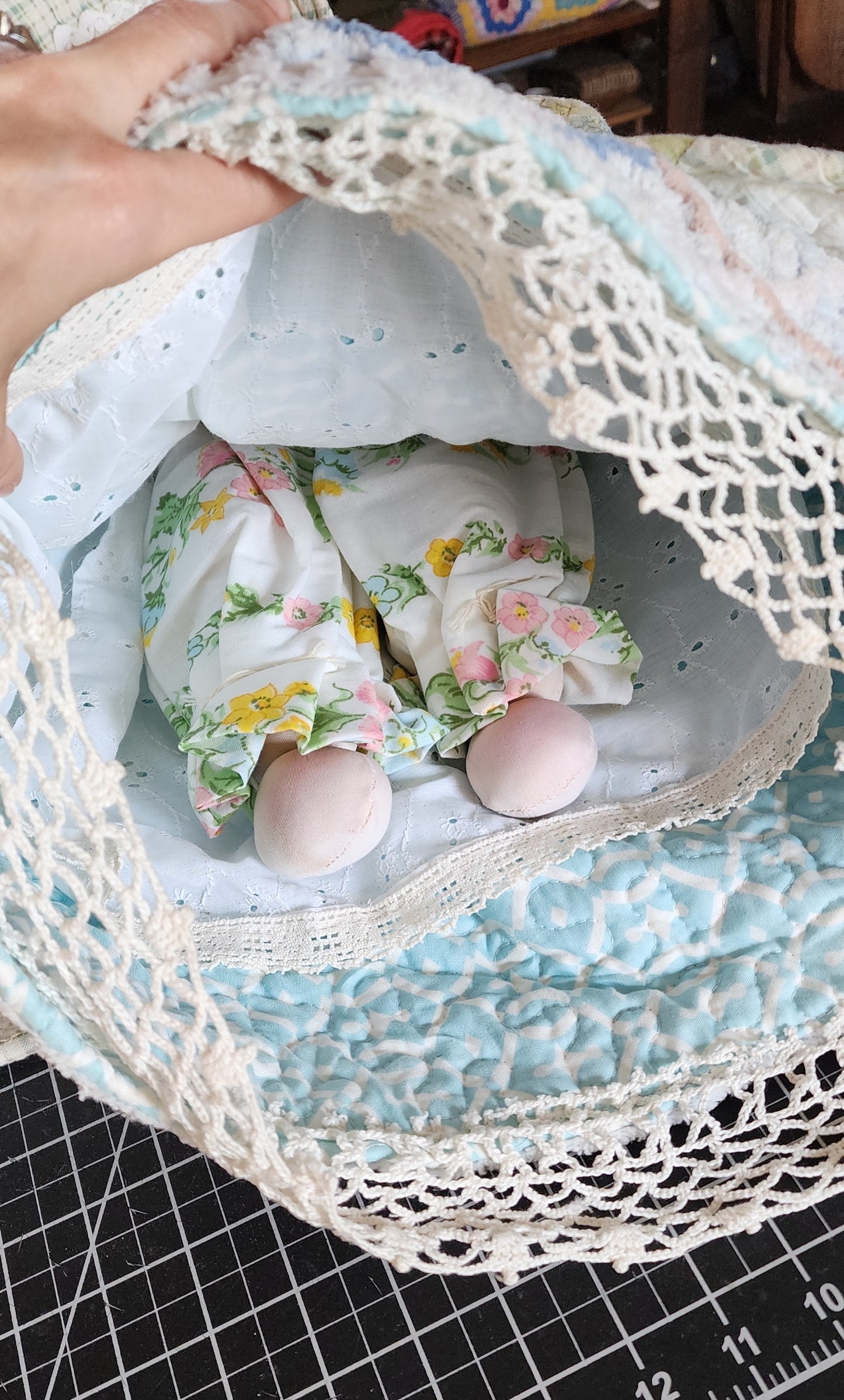 Grandma's Vintage Quilt/Linen Doll