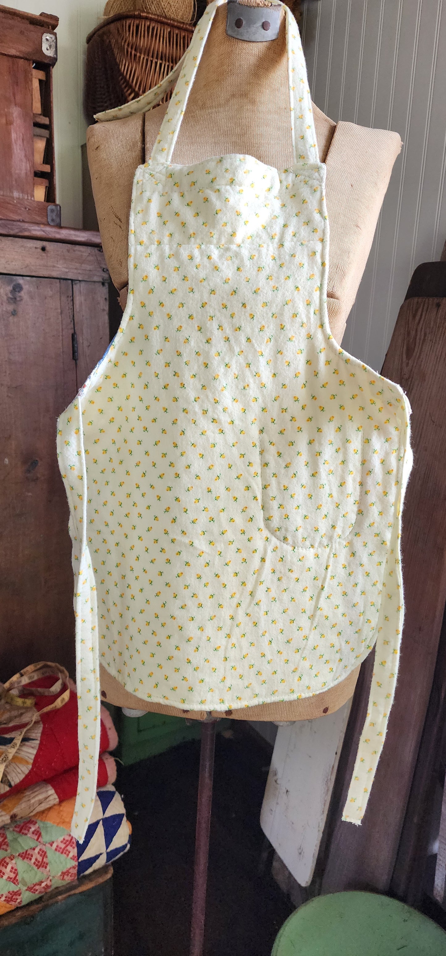 Grandma's Vintage Quilt/Linen Children's Apron