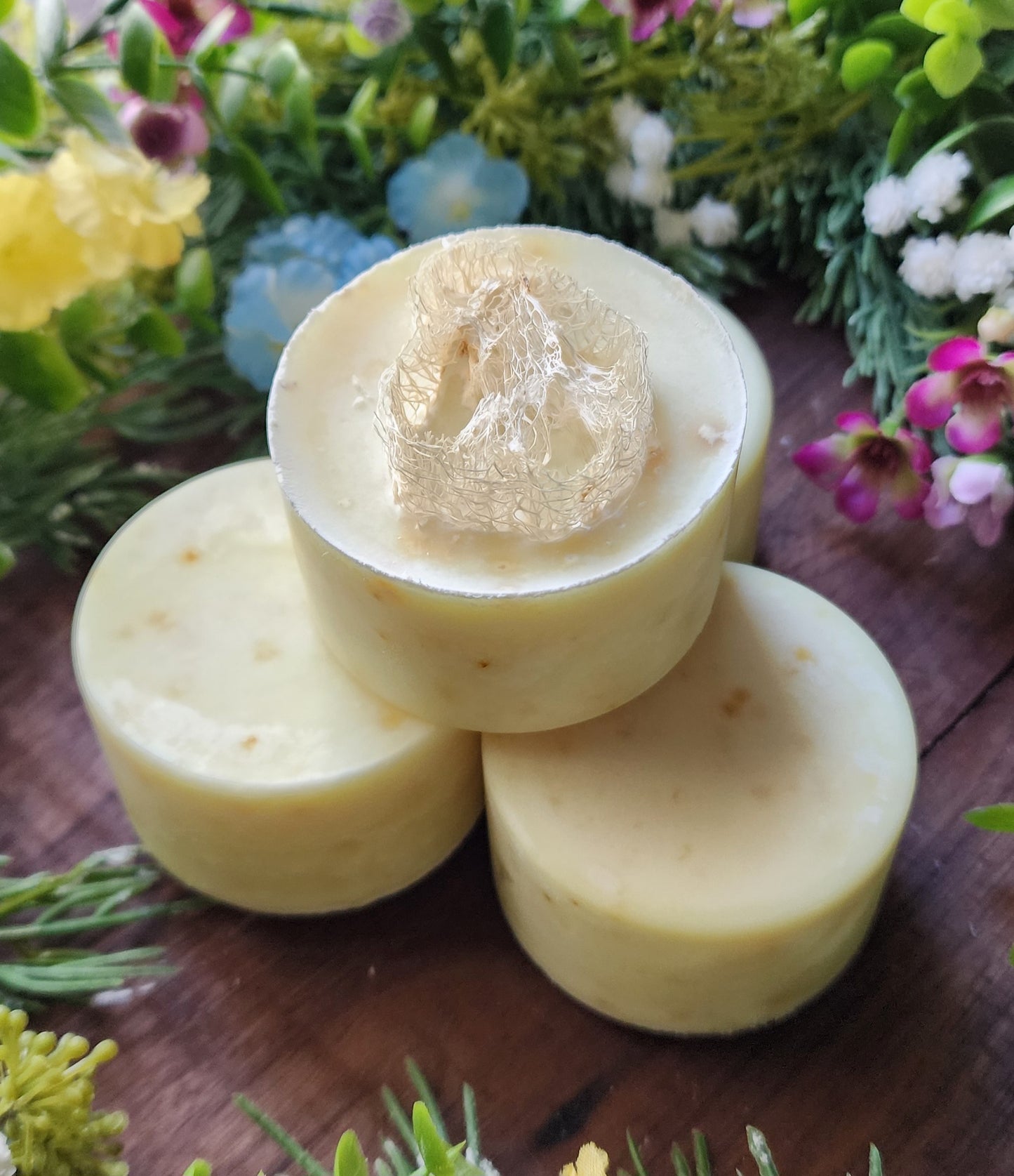 Creamy Lemon Coconut Loofah Handmade Soap
