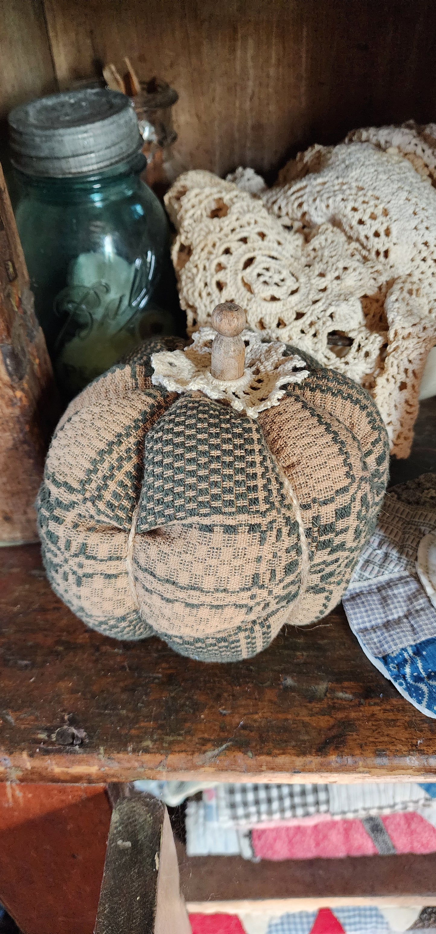 Vintage Linen Pumpkin with hat
