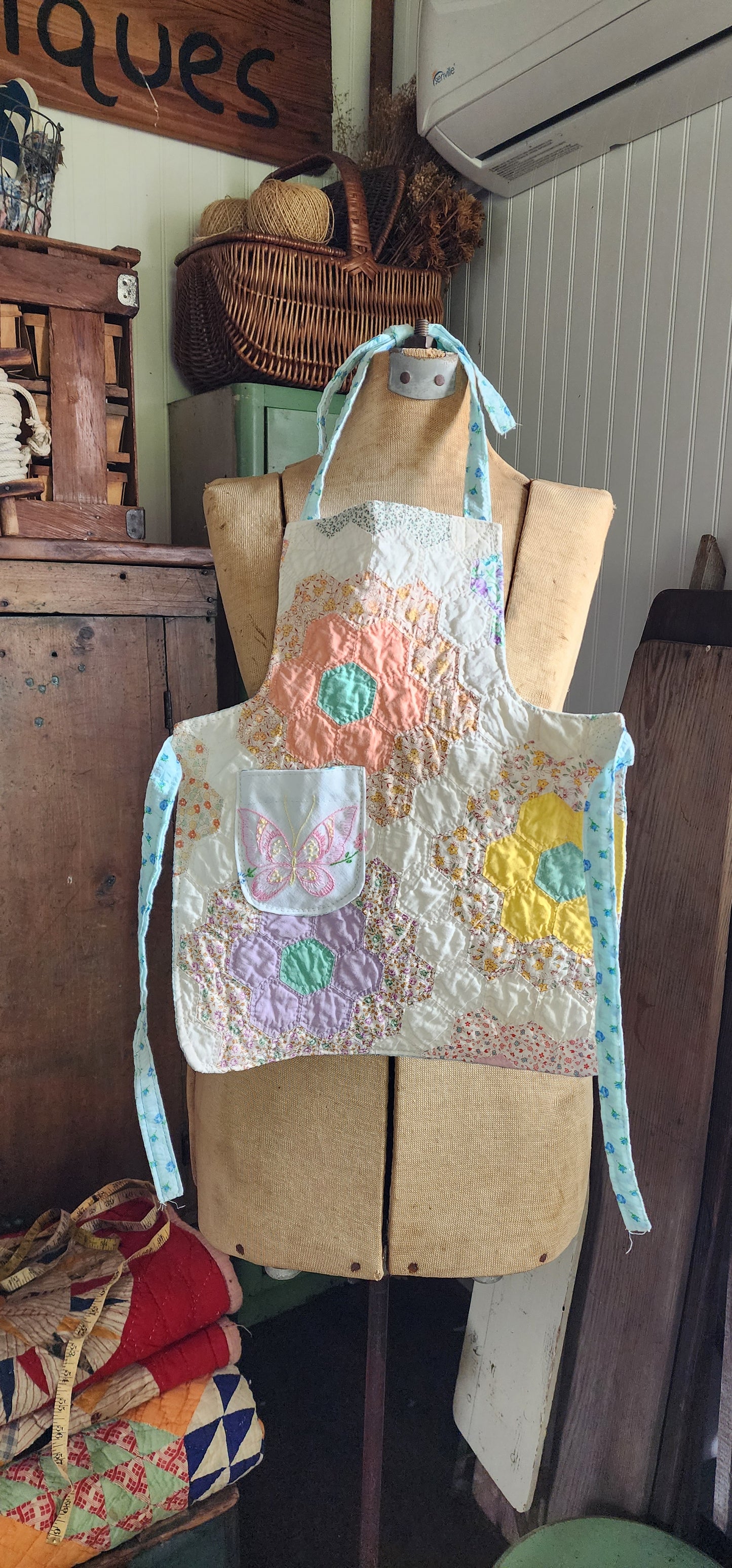 Grandma's Vintage Quilt/Linen Children's Apron