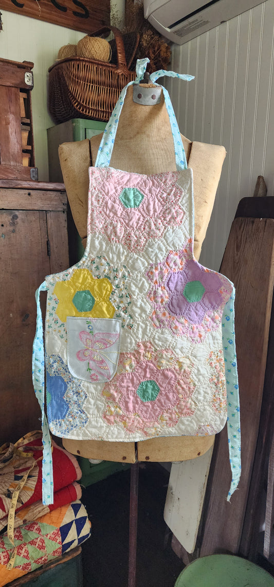 Grandma's Vintage Quilt/Linen Children's Apron
