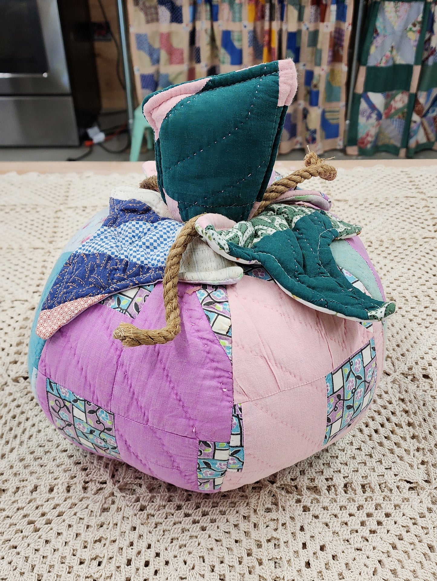 Grandma's Vintage Quilt Pumpkin