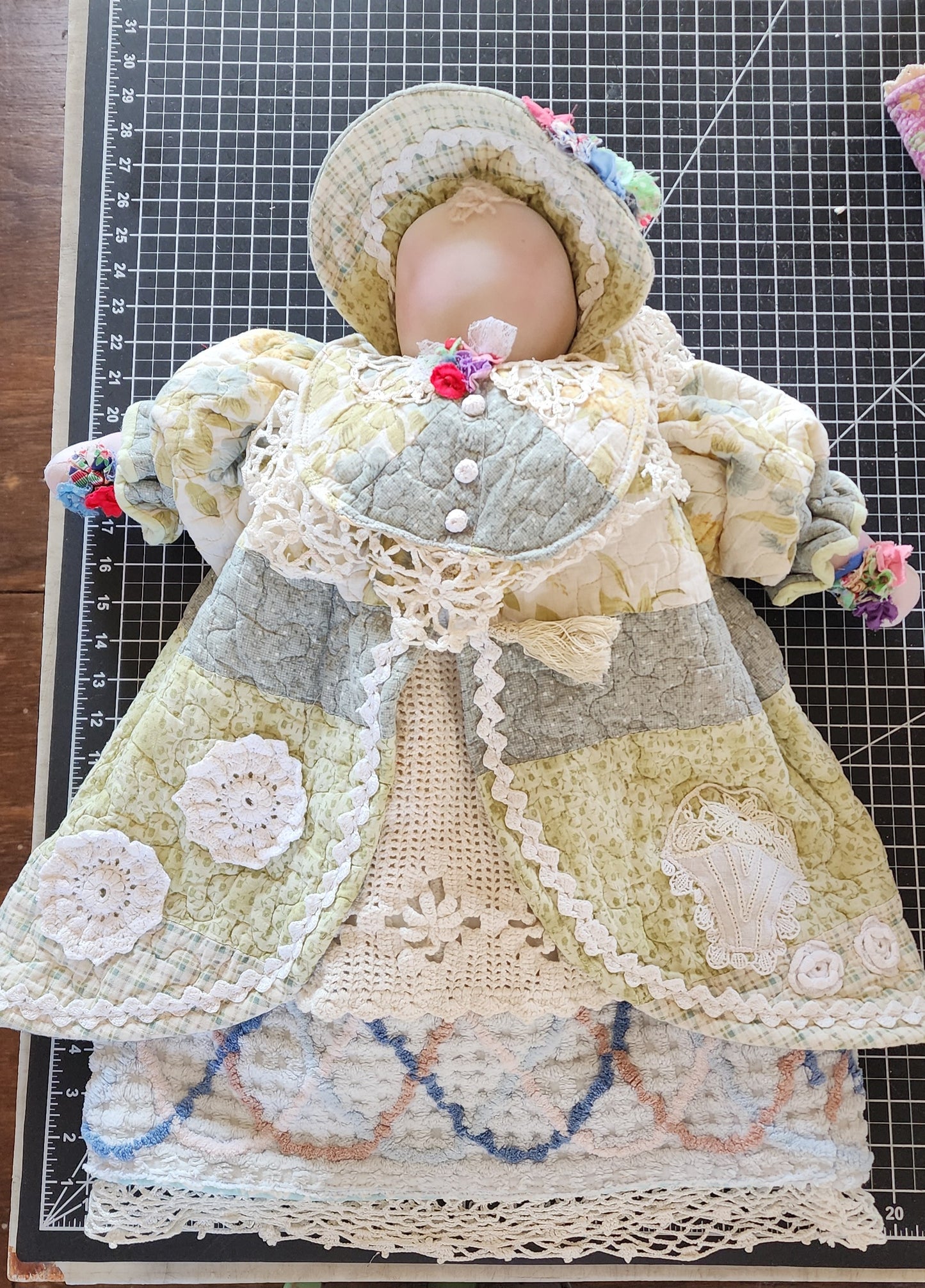 Grandma's Vintage Quilt/Linen Doll