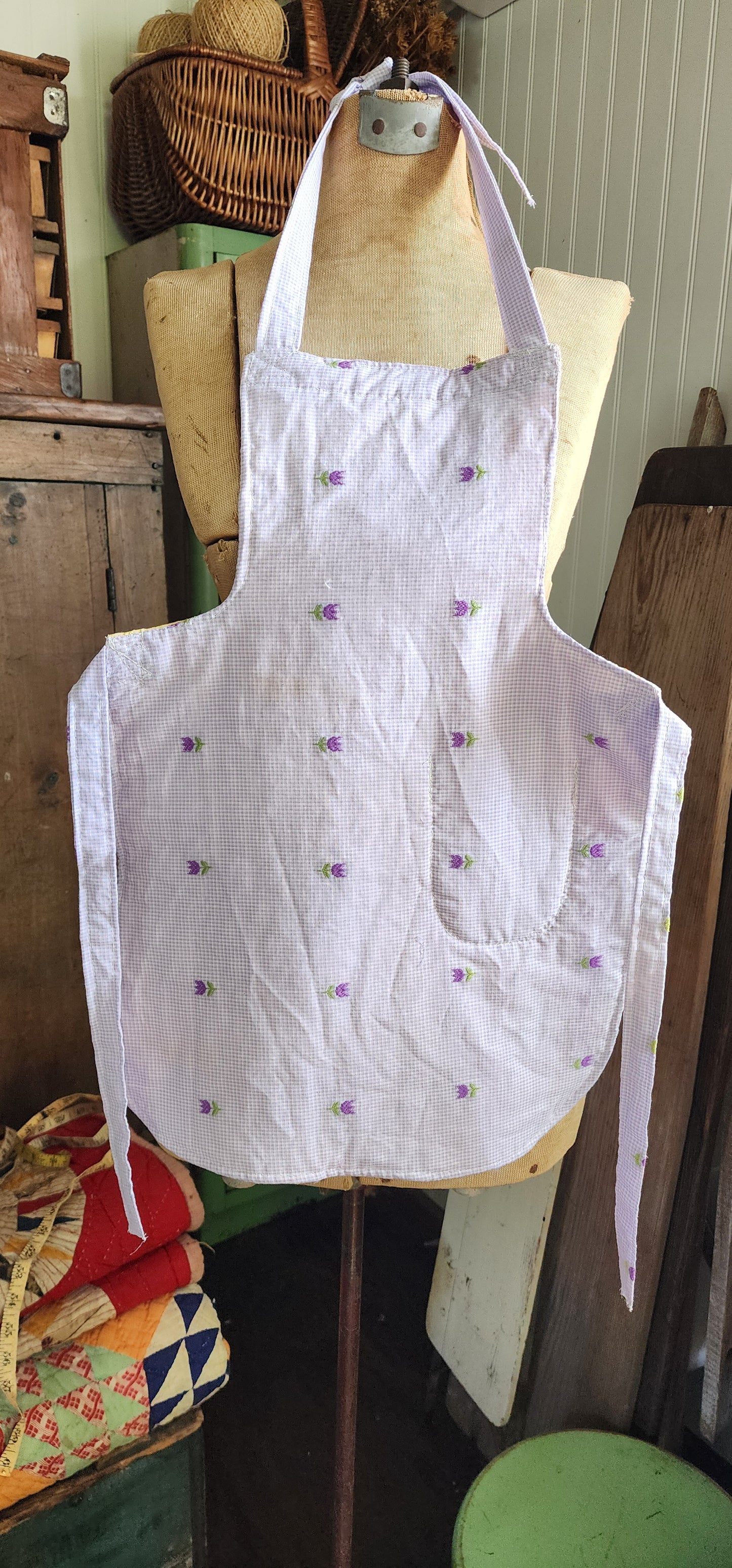Grandma's Vintage Quilt/Linen Children's Apron