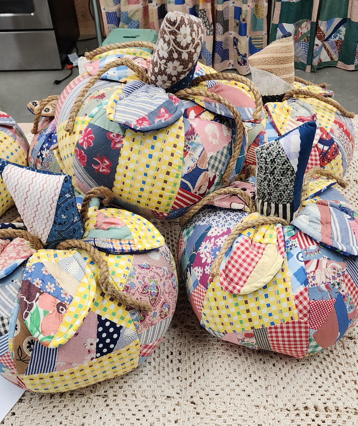 Grandma's Vintage Quilt Pumpkin - Lot A