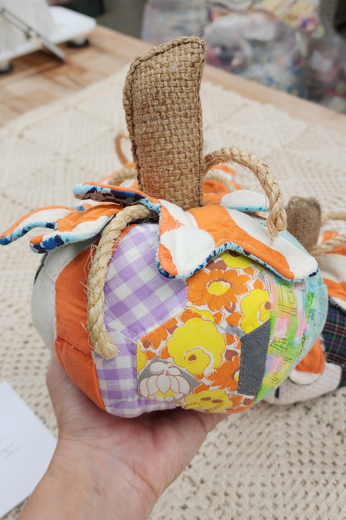 Grandma's Vintage Quilt Pumpkin - Lot H