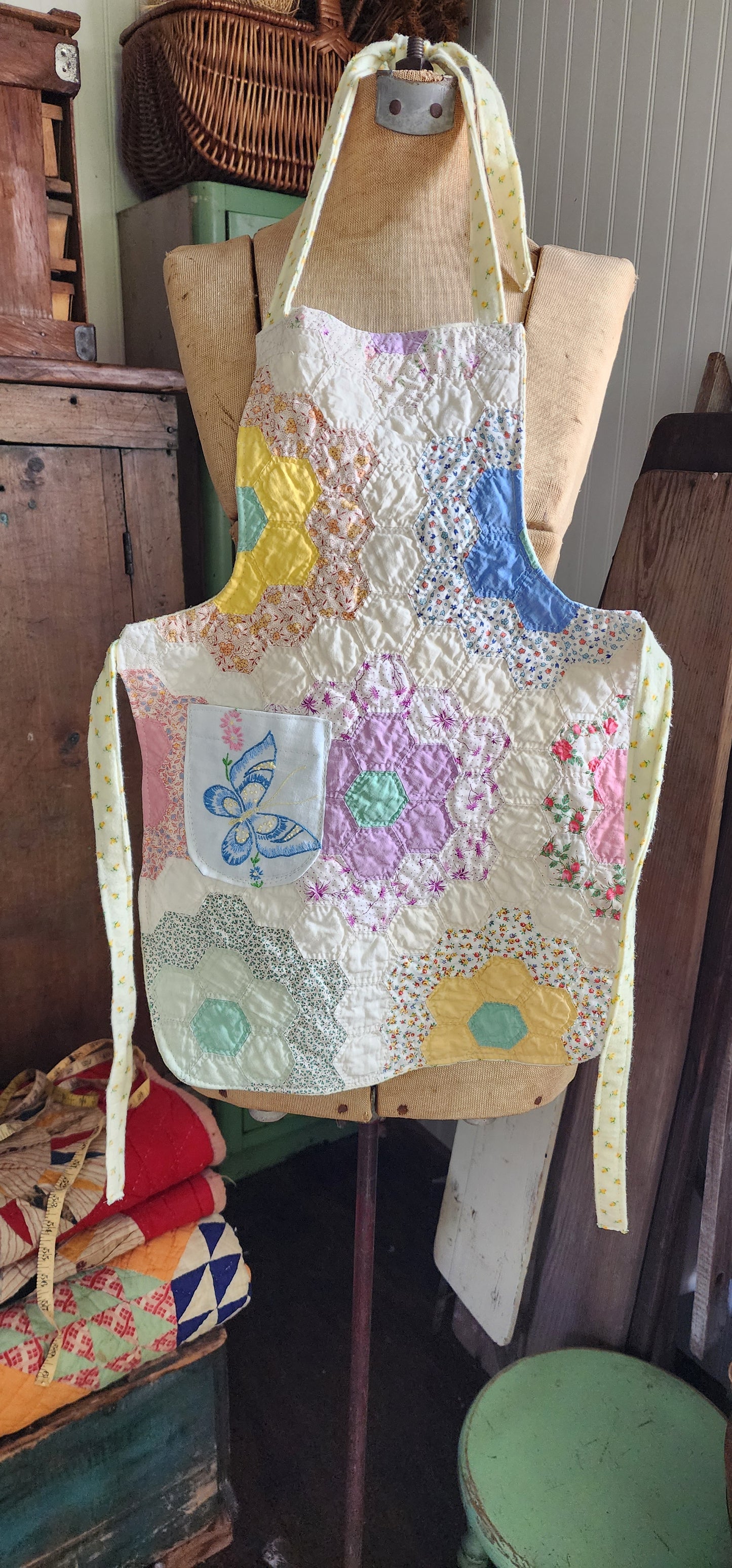 Grandma's Vintage Quilt/Linen Children's Apron