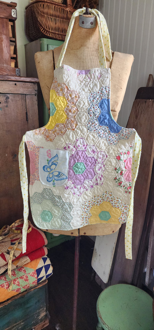 Grandma's Vintage Quilt/Linen Children's Apron