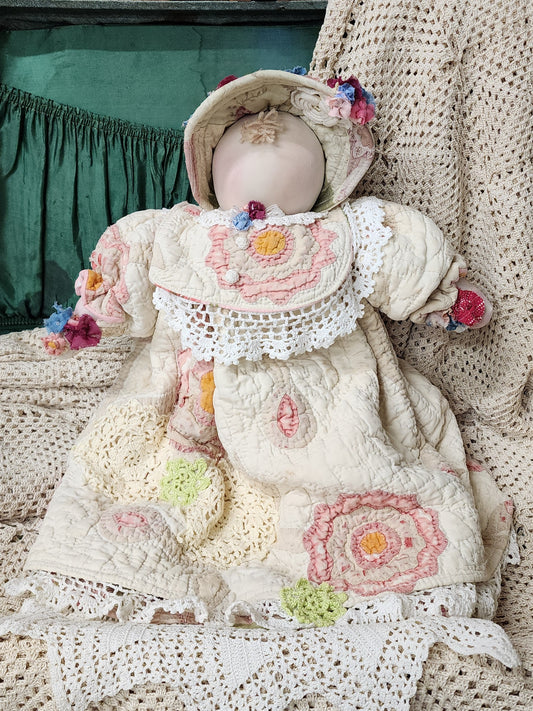 Grandma's Vintage Quilt/Linen Doll