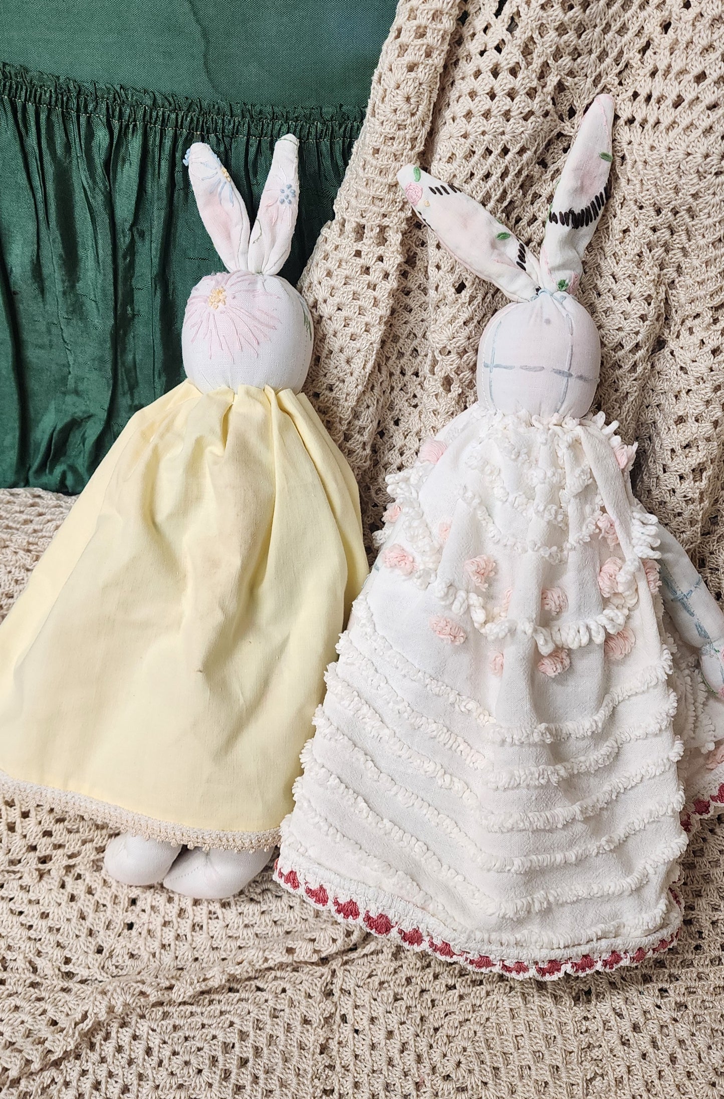Grandma's Vintage Linen Bunny Set of Two
