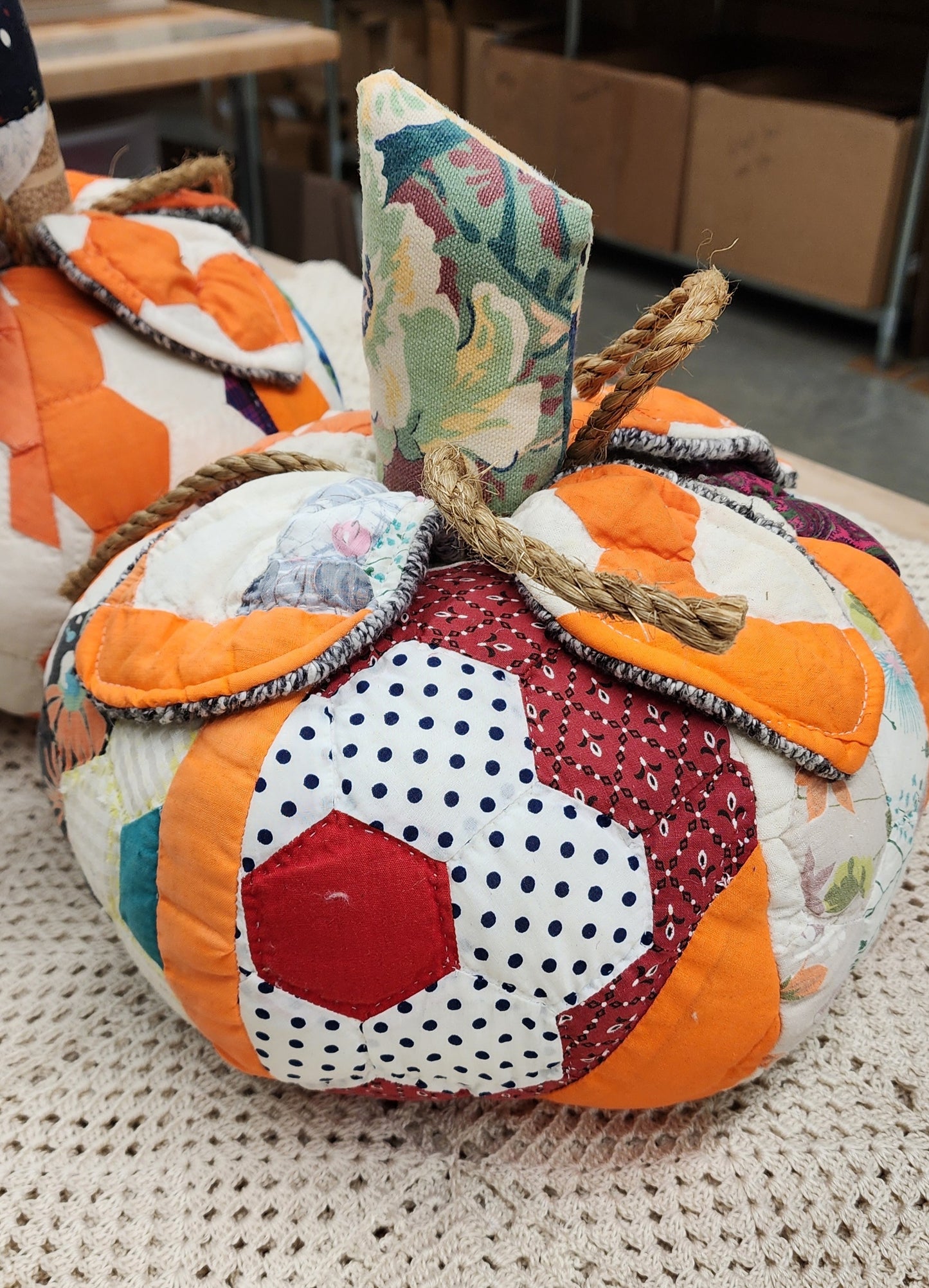Grandma's Vintage Quilt Pumpkin - Lot G