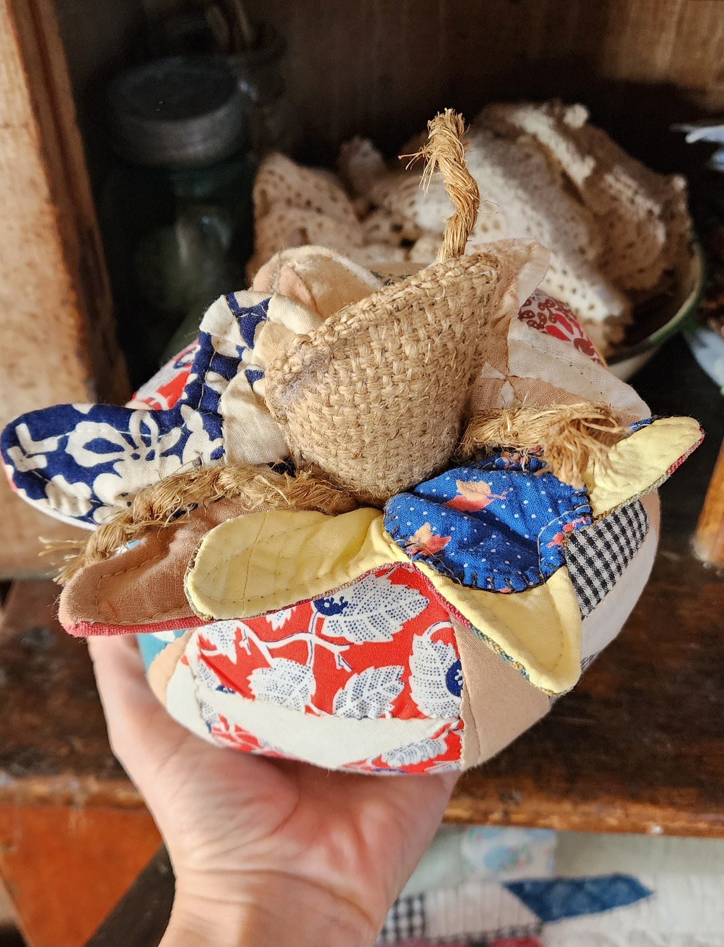 Grandma's Vintage Quilt Pumpkin
