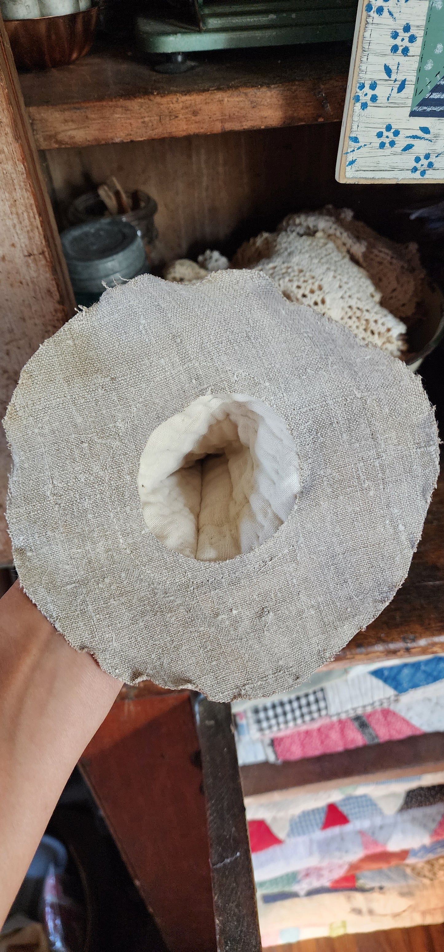 Vintage Linen Pumpkin with hat