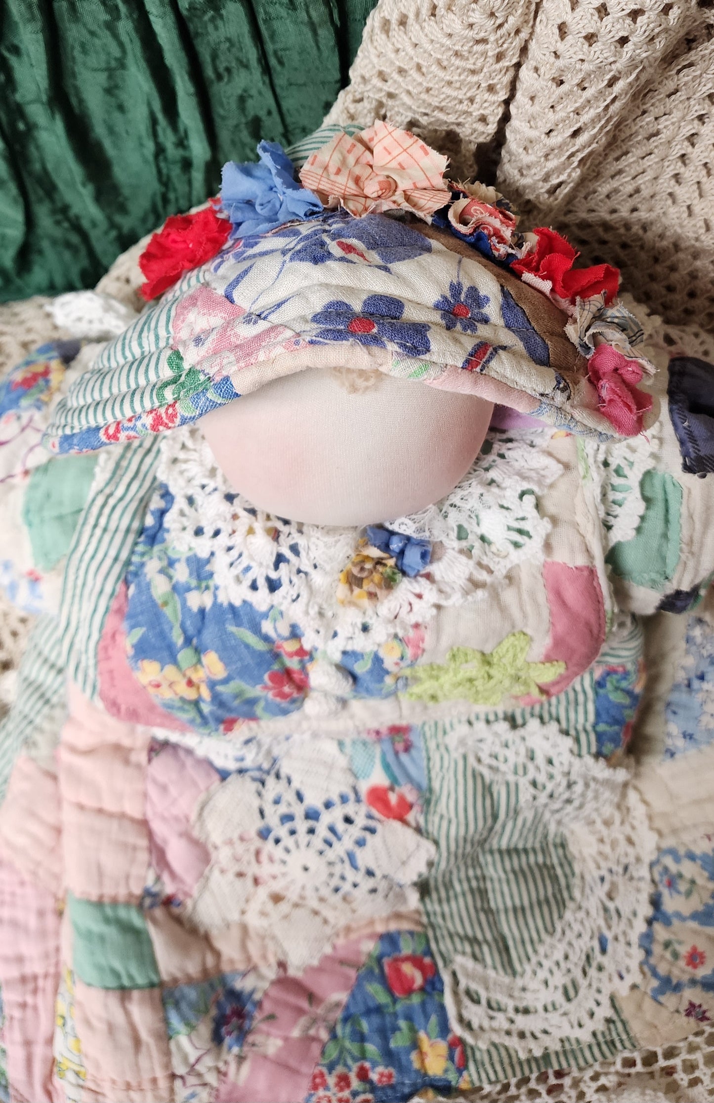 Grandma's Vintage Quilt/Linen Doll