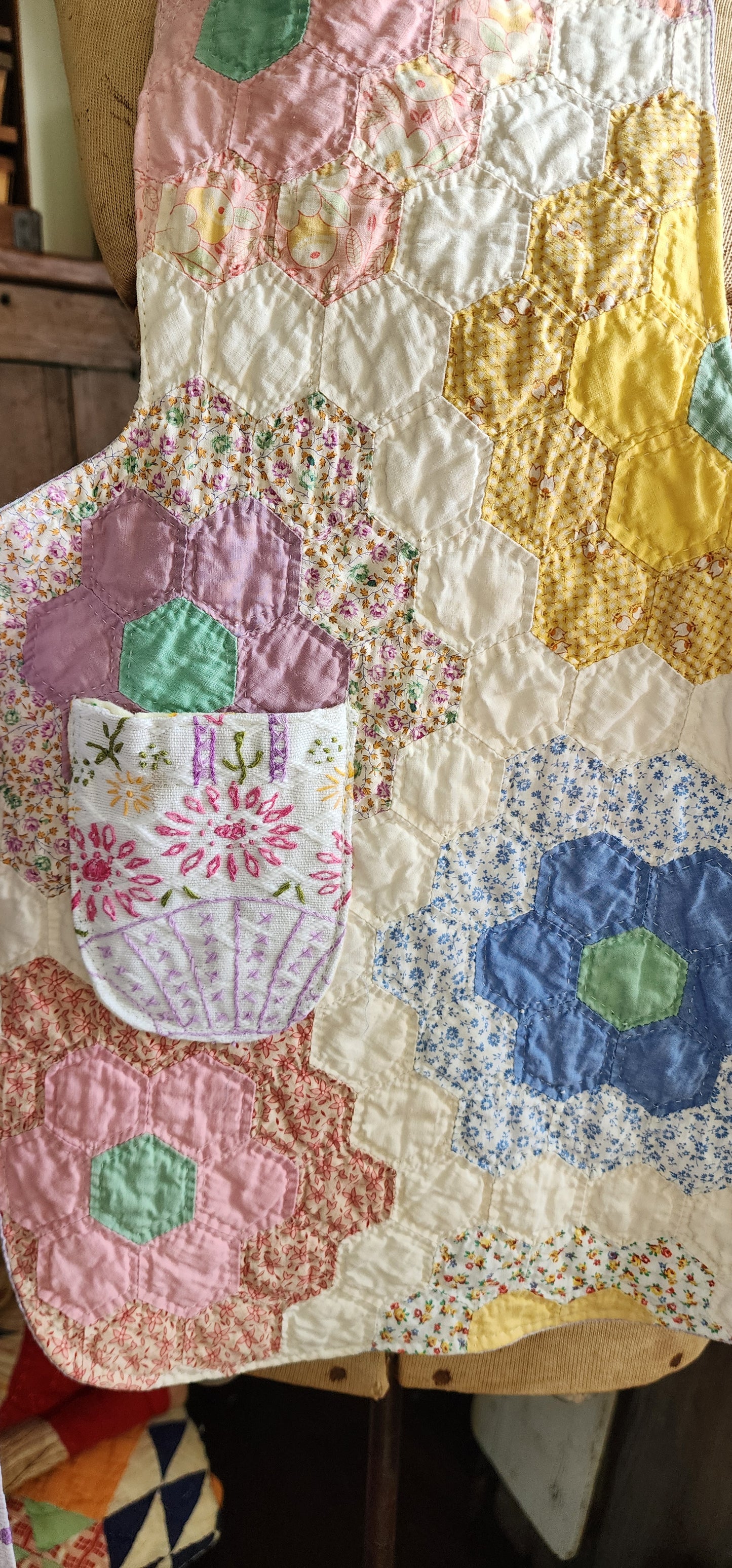 Grandma's Vintage Quilt/Linen Children's Apron