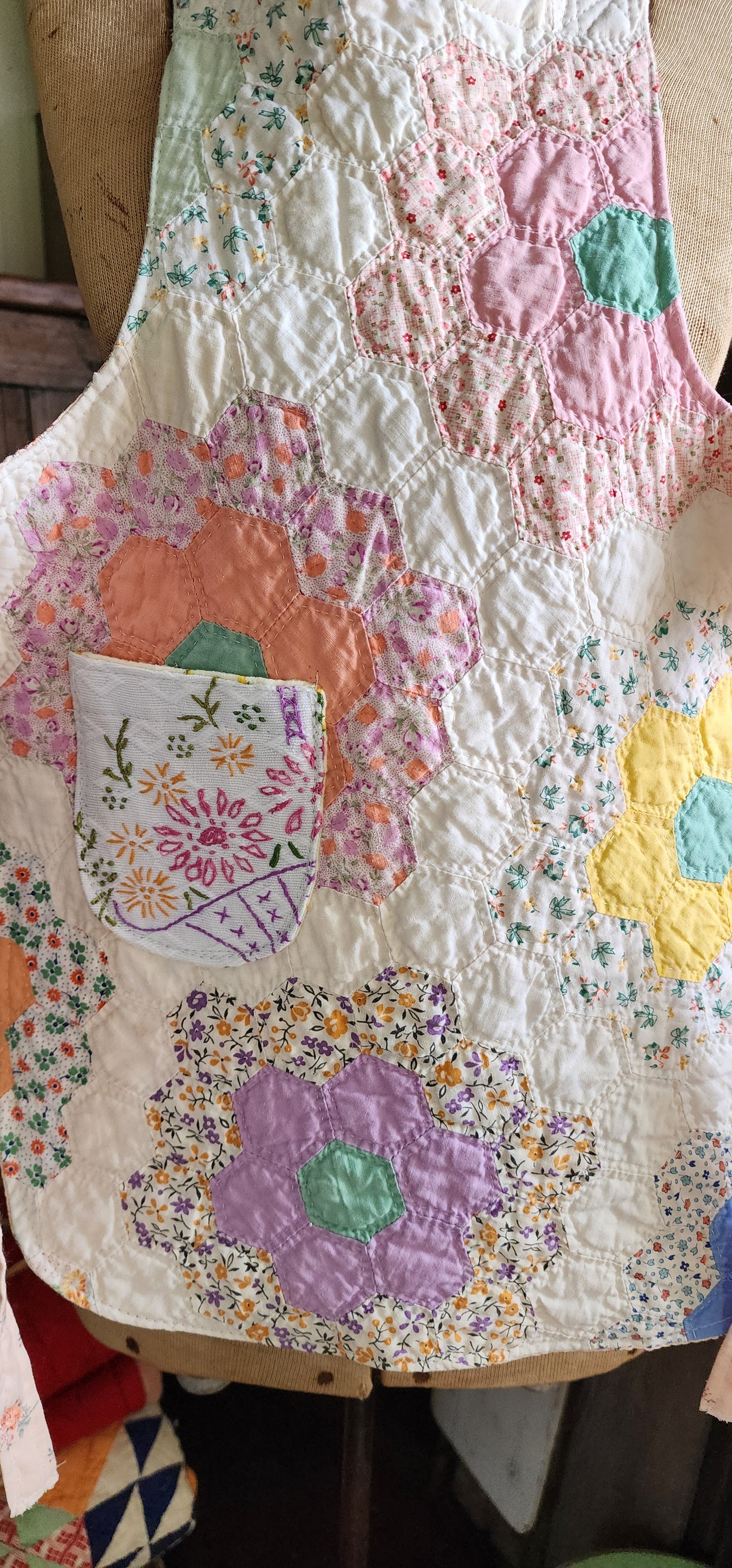Grandma's Vintage Quilt/Linen Children's Apron