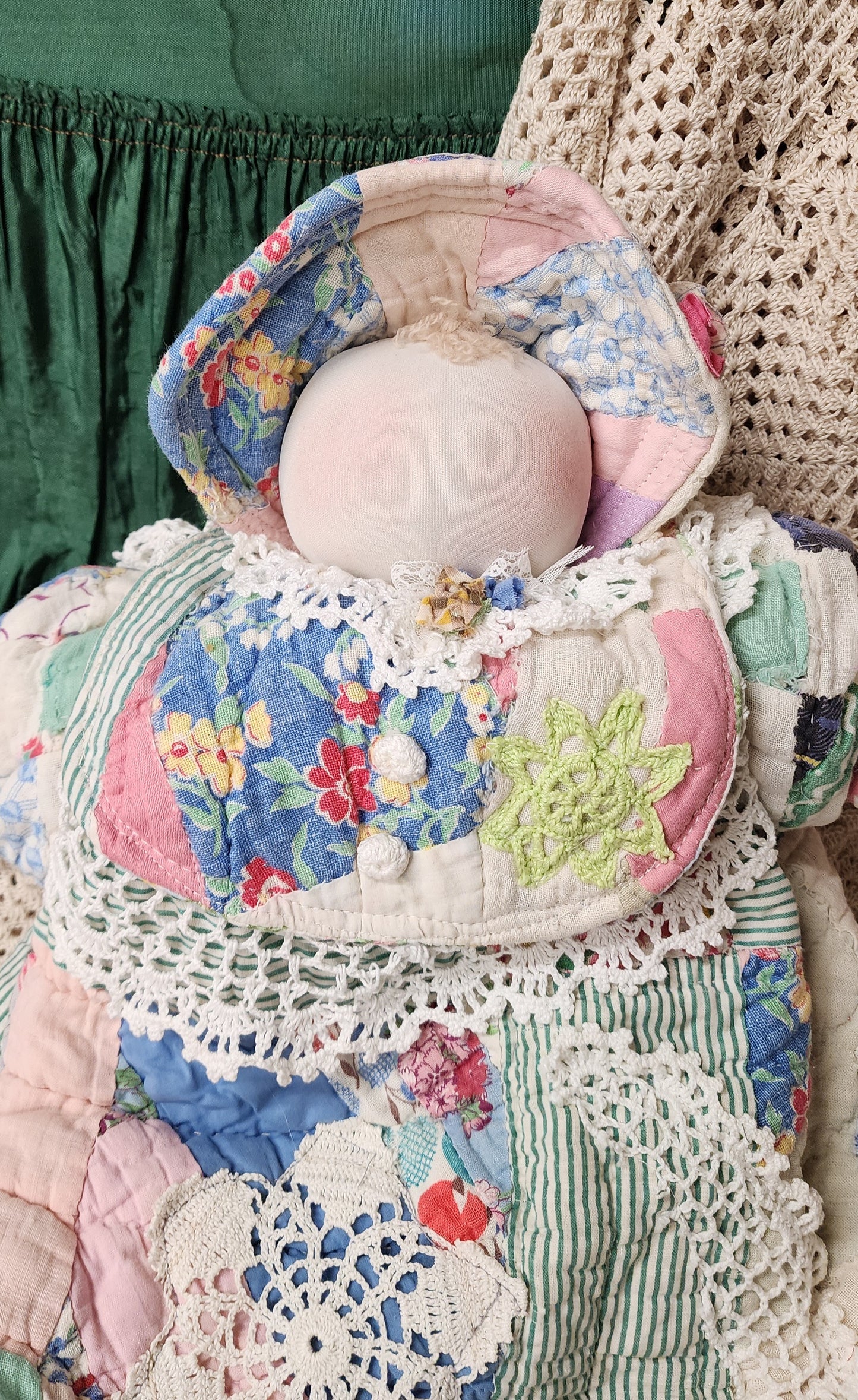 Grandma's Vintage Quilt/Linen Doll