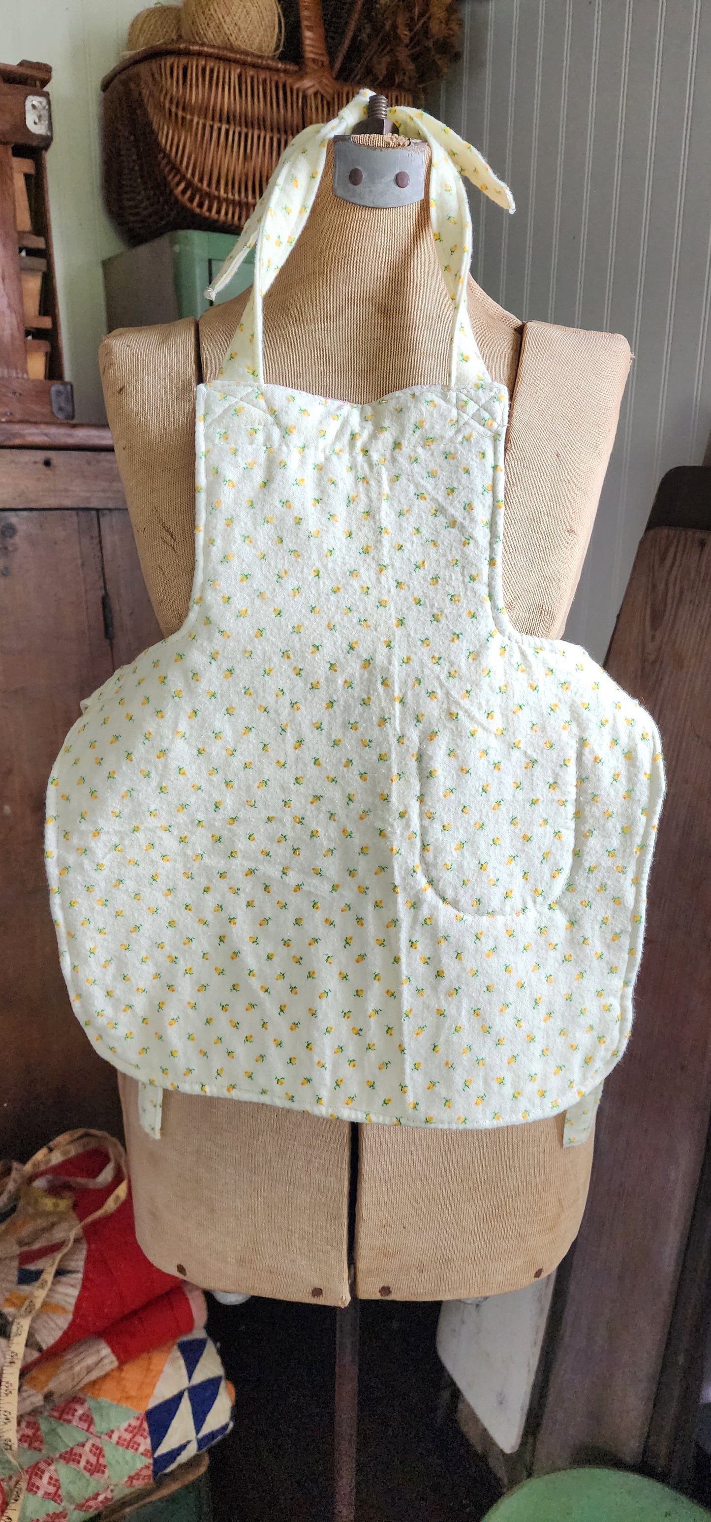 Grandma's Vintage Quilt/Linen Children's Apron