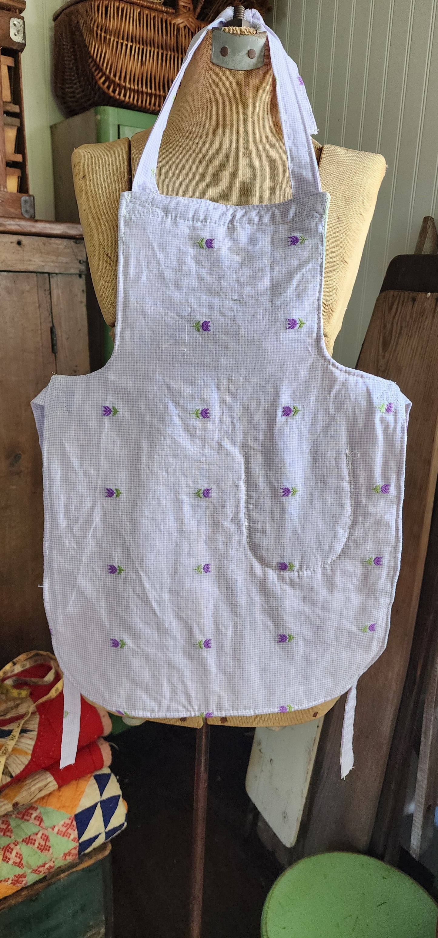 Grandma's Vintage Quilt/Linen Children's Apron