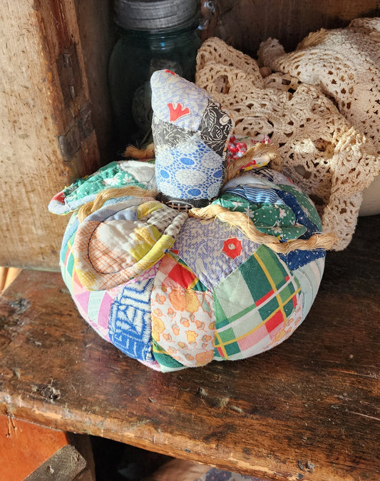 Grandma's Vintage Quilt Pumpkin