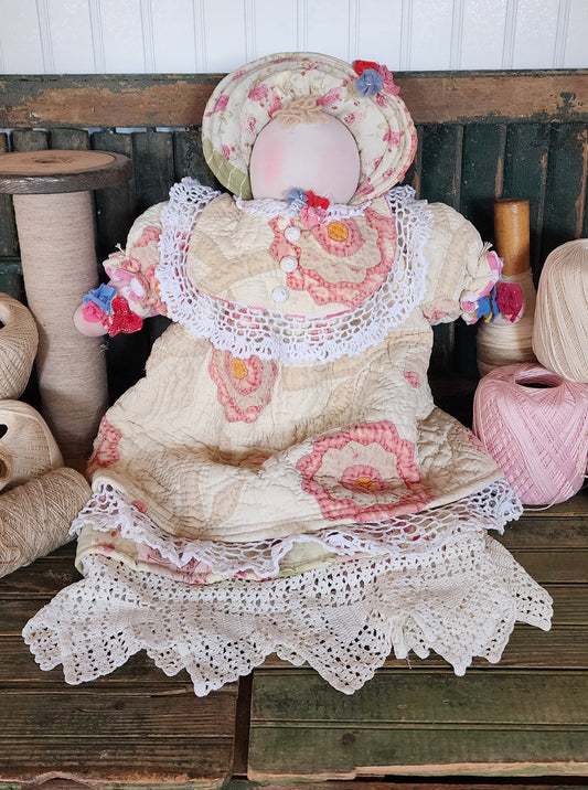 Grandma's Vintage Quilt/Linen Doll