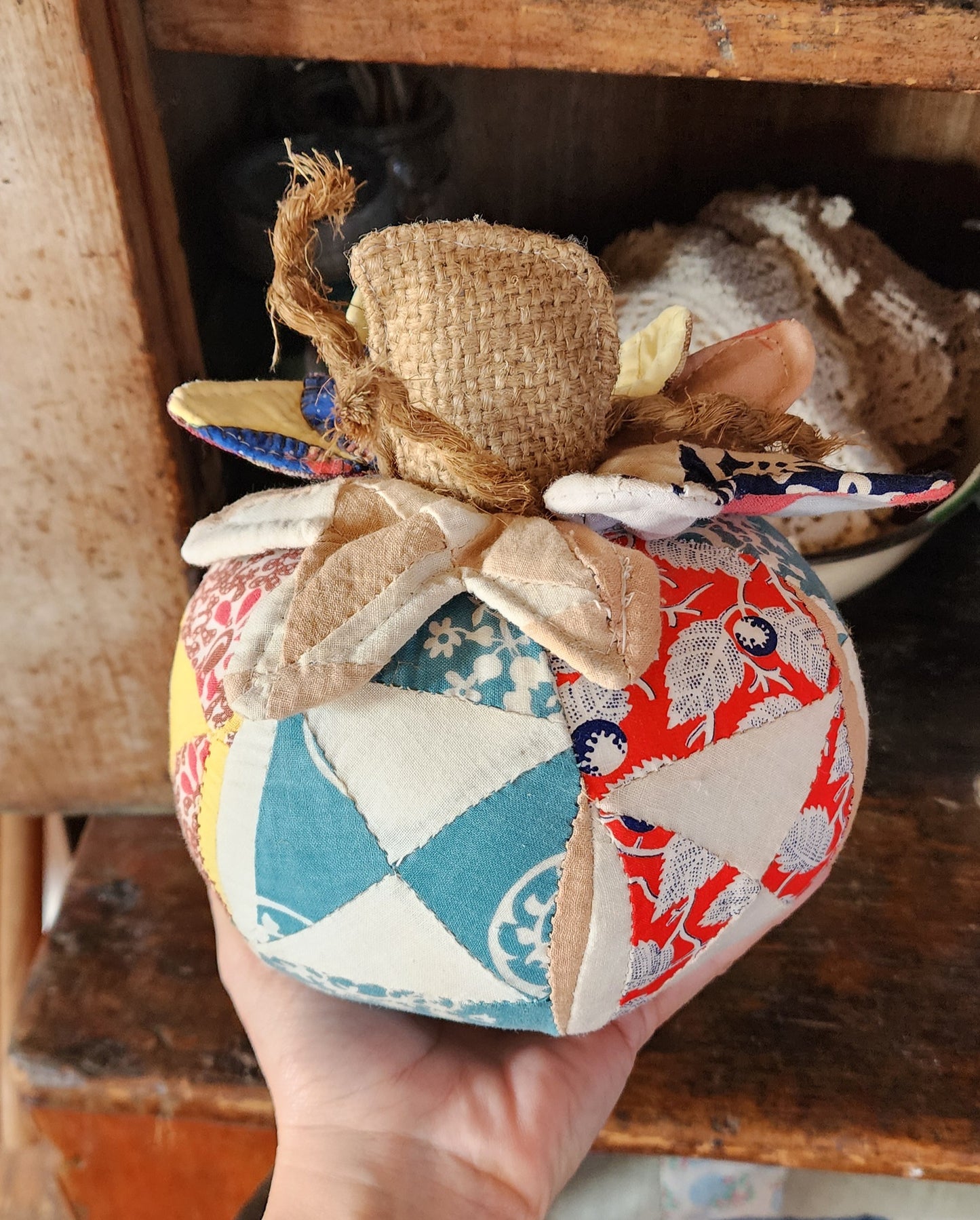 Grandma's Vintage Quilt Pumpkin