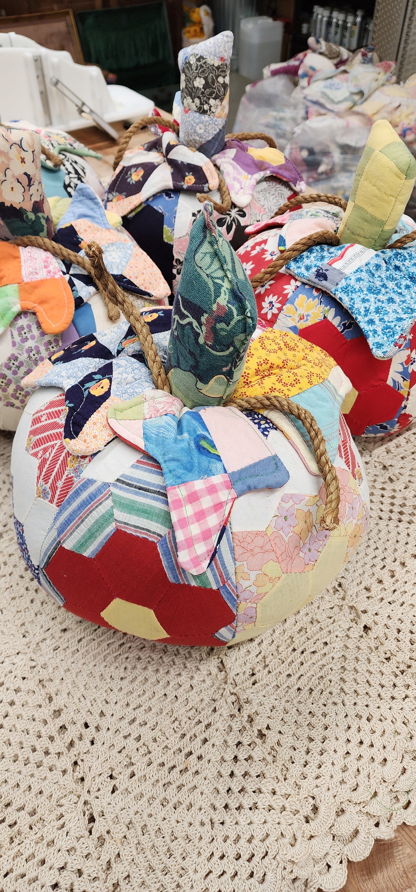 Grandma's Vintage Quilt Pumpkin - Lot E