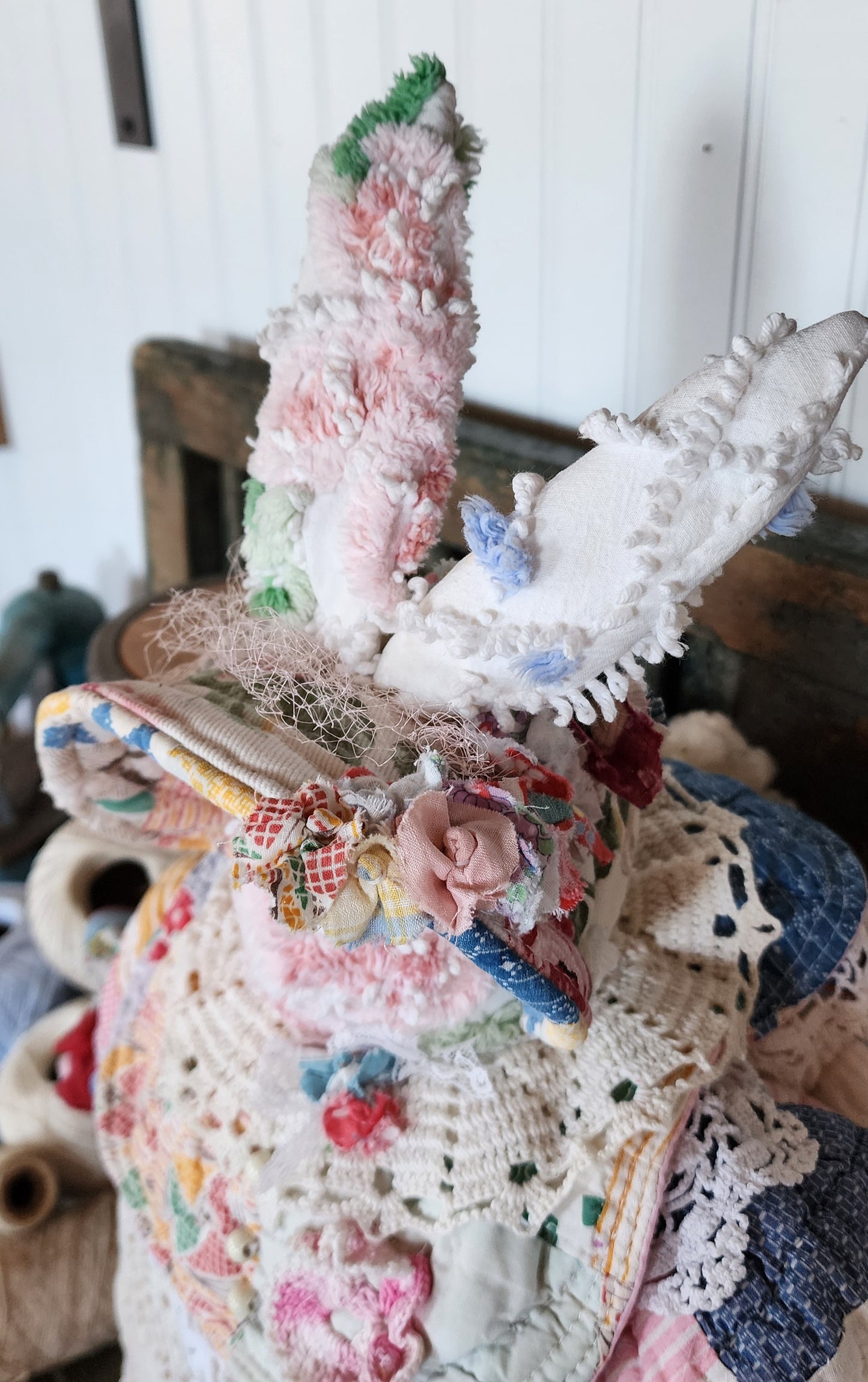 Grandma's Vintage Quilt/Linen Bunny